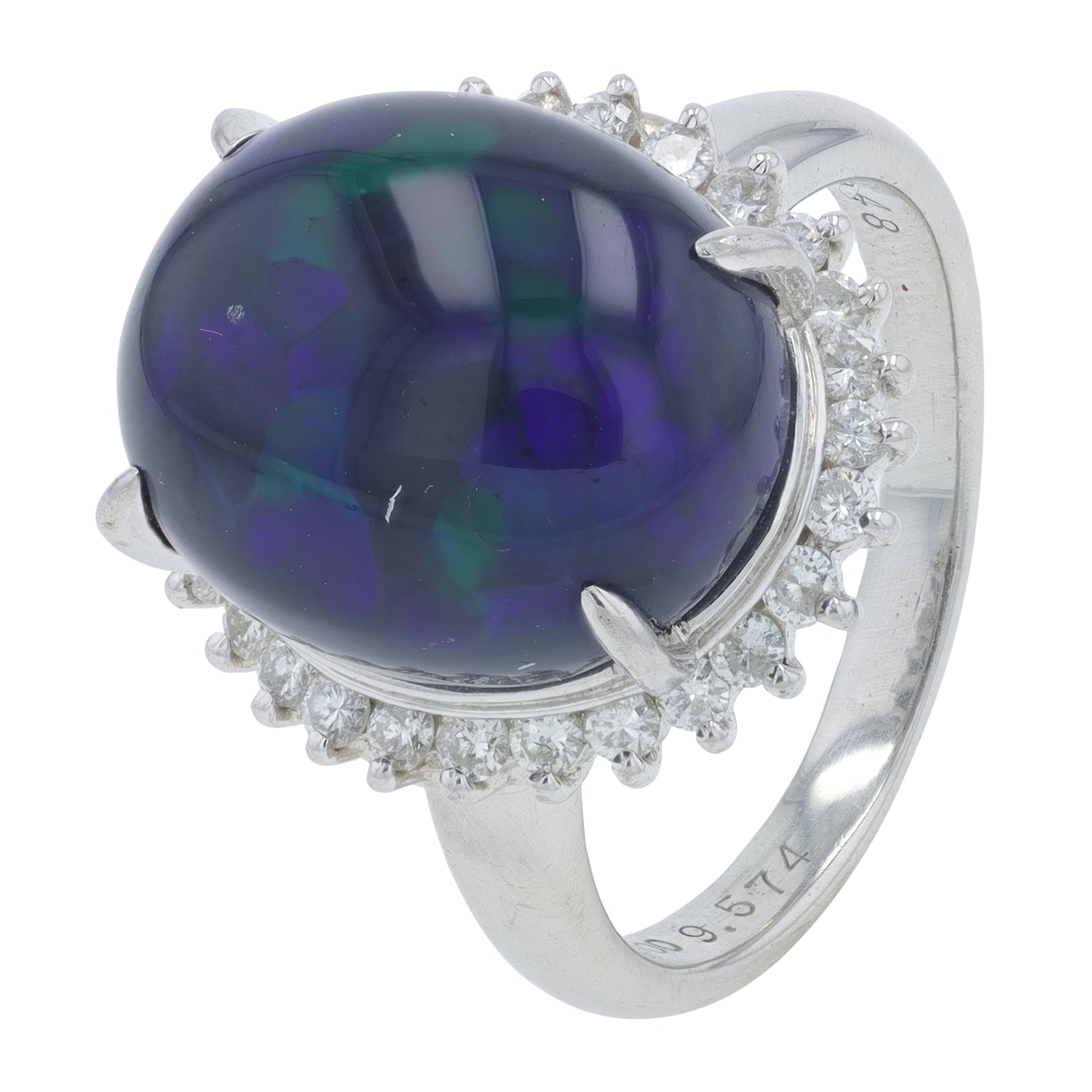 PT900 9.57 CT Black Opal Center Ring