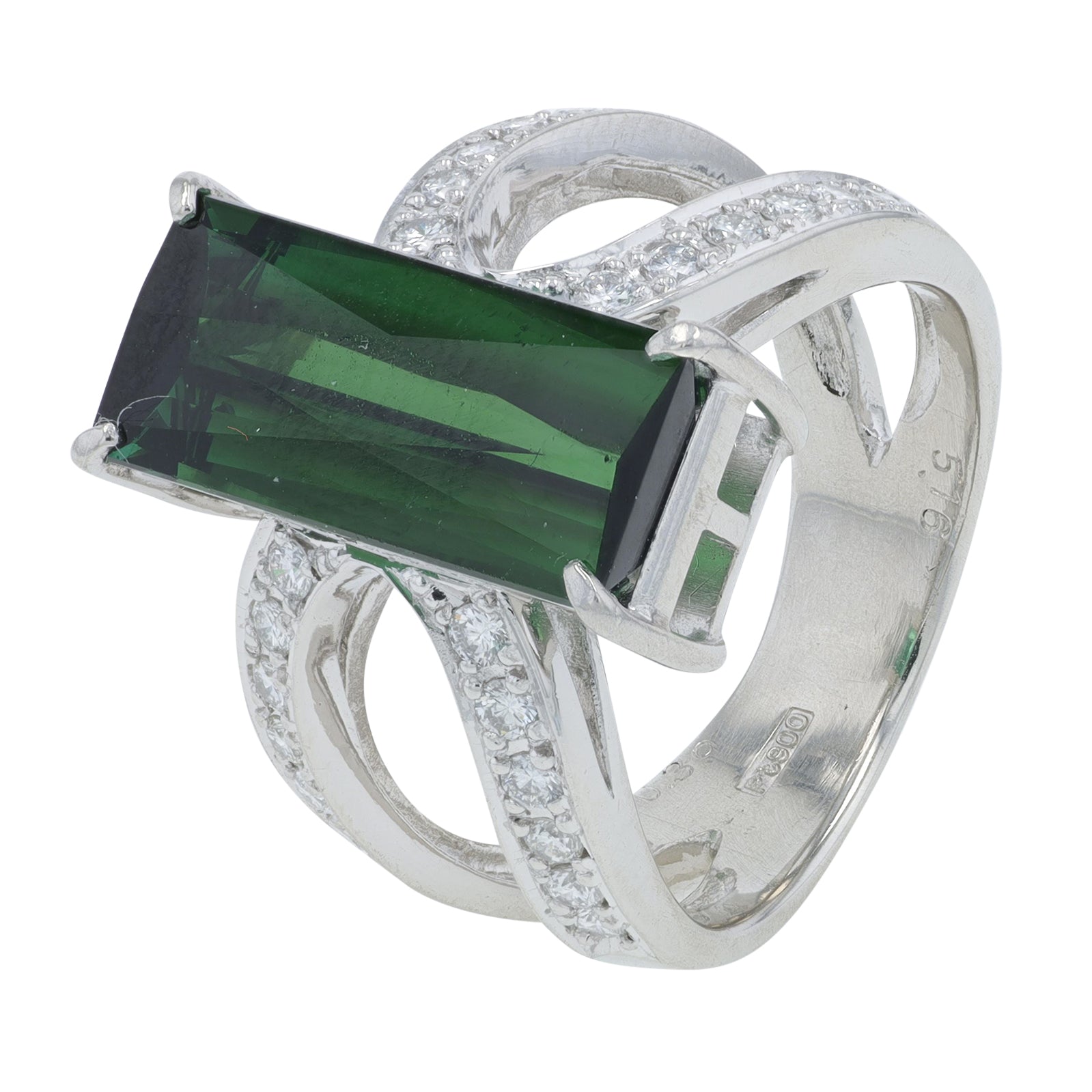 PT900 5.16 CT Green Tourmaline Ring