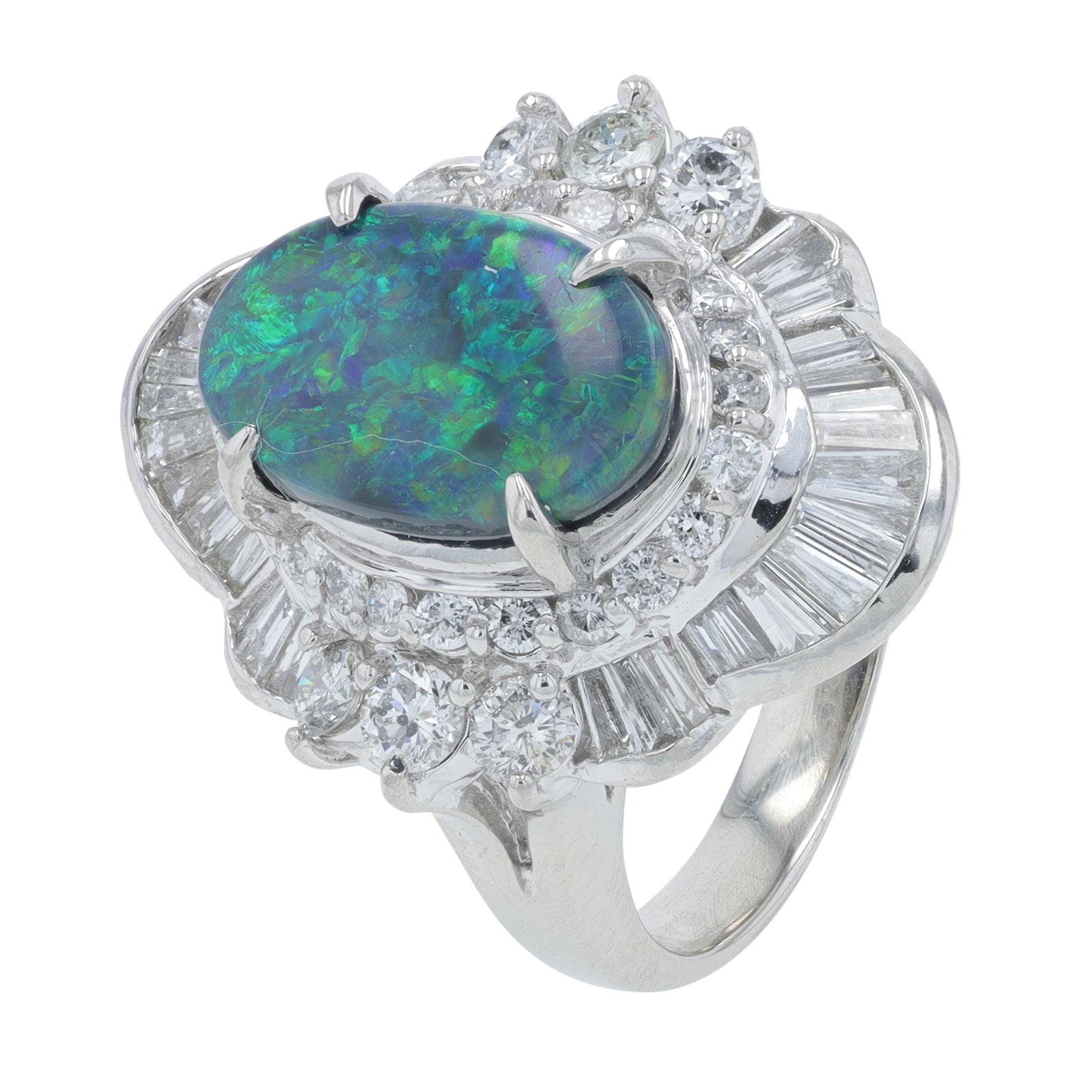 PT900 2.20 CT Black Opal Center Ring