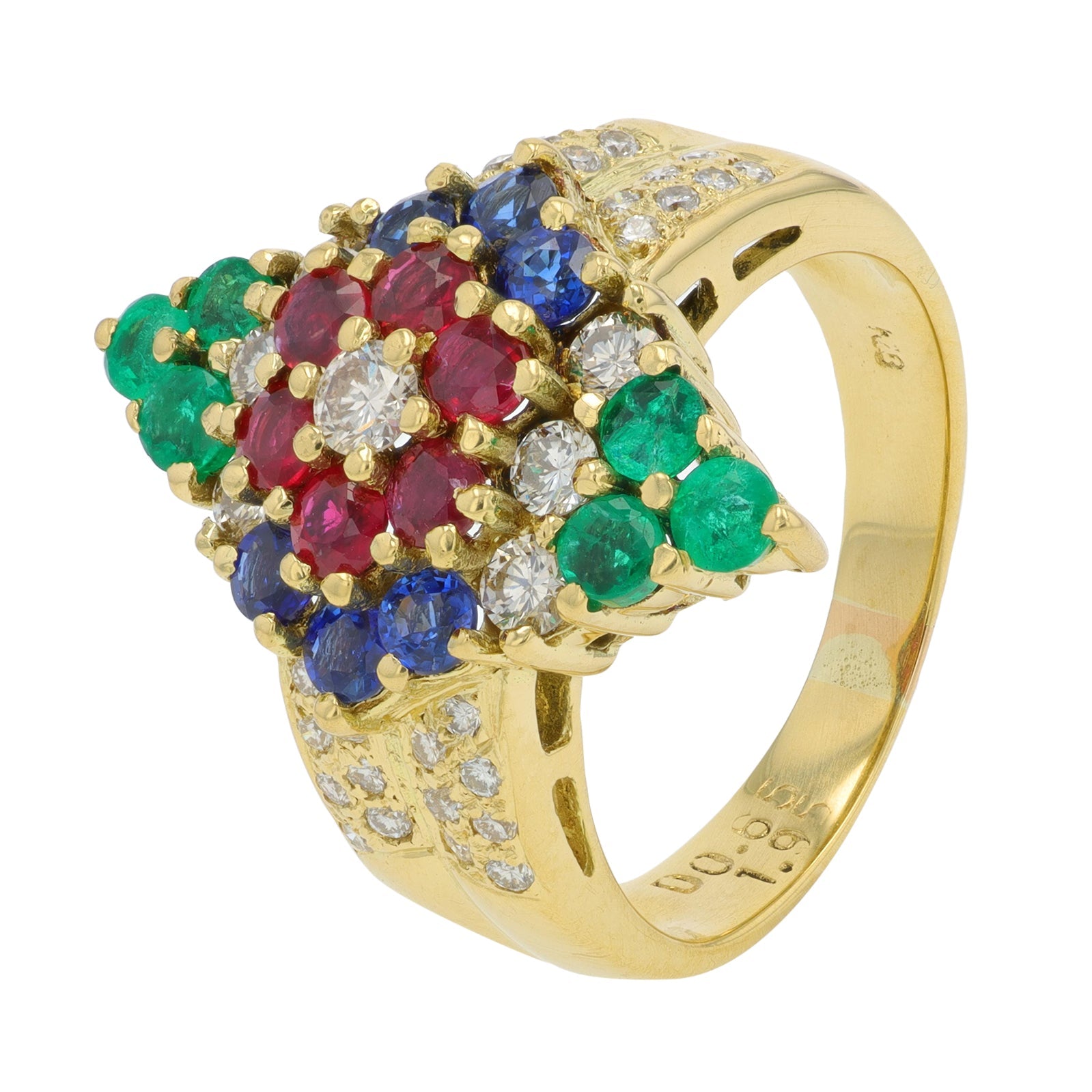 18K YG Multi Gemstone Ring