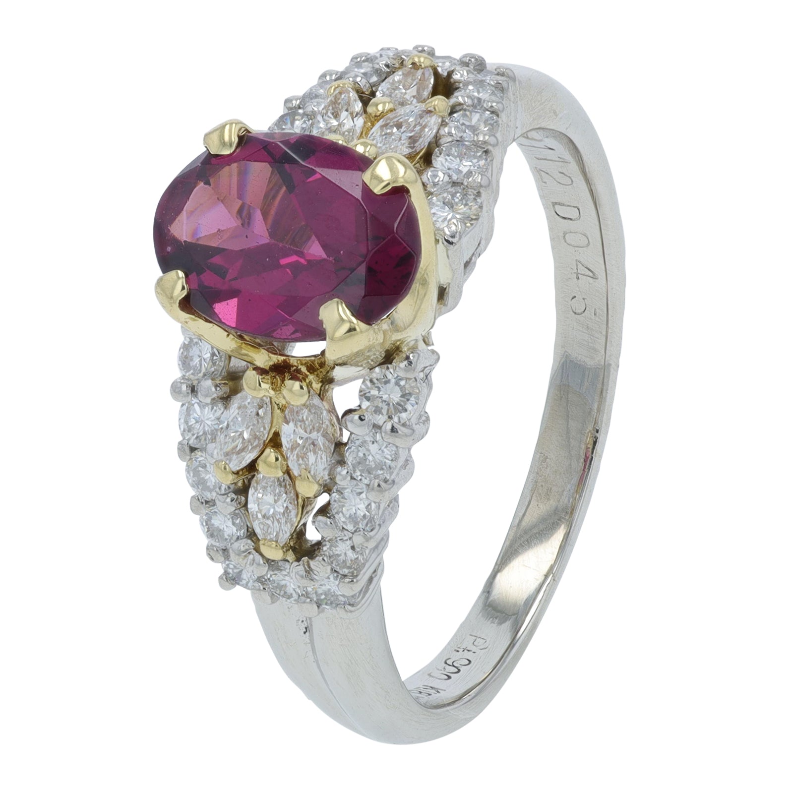 PT900/18K YG 1.12 CT Garnet Ring