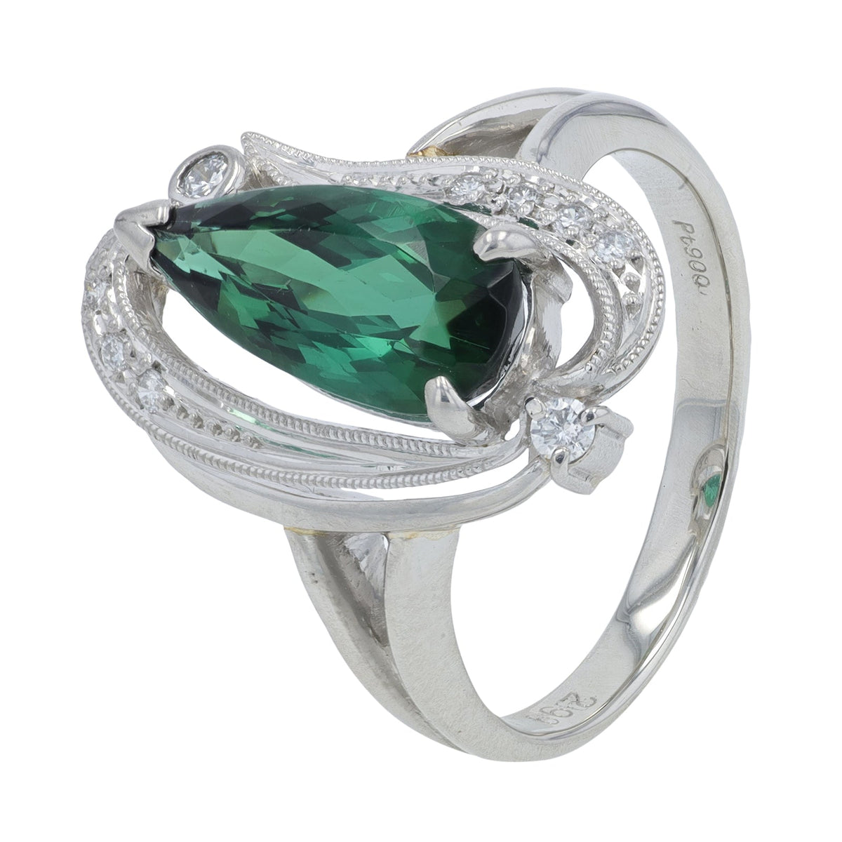 PT900 2.99 CT Green Tourmaline Ring