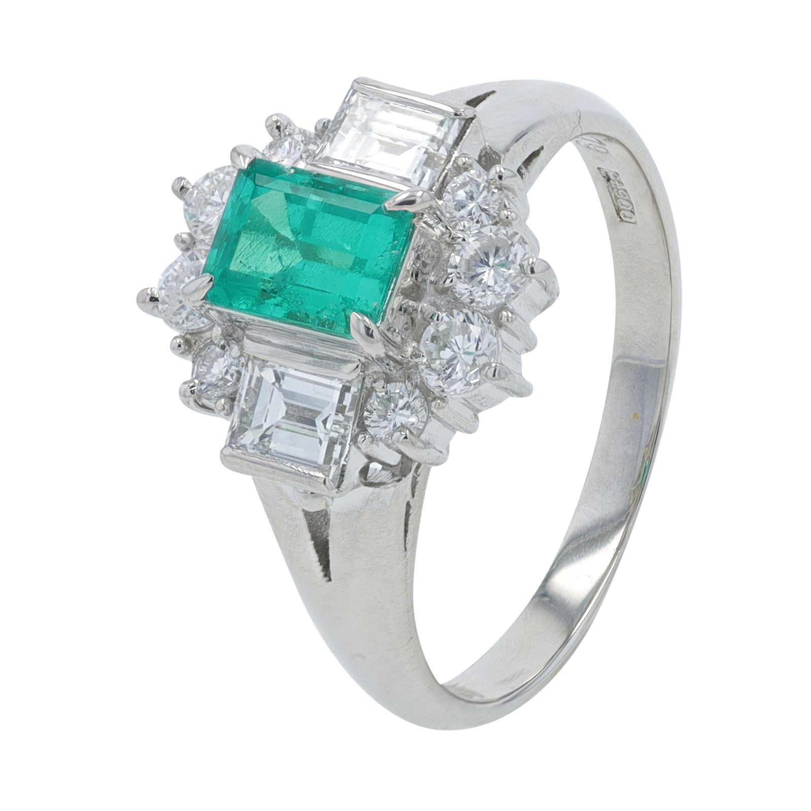 PT900 .79 CT Emerald Ring