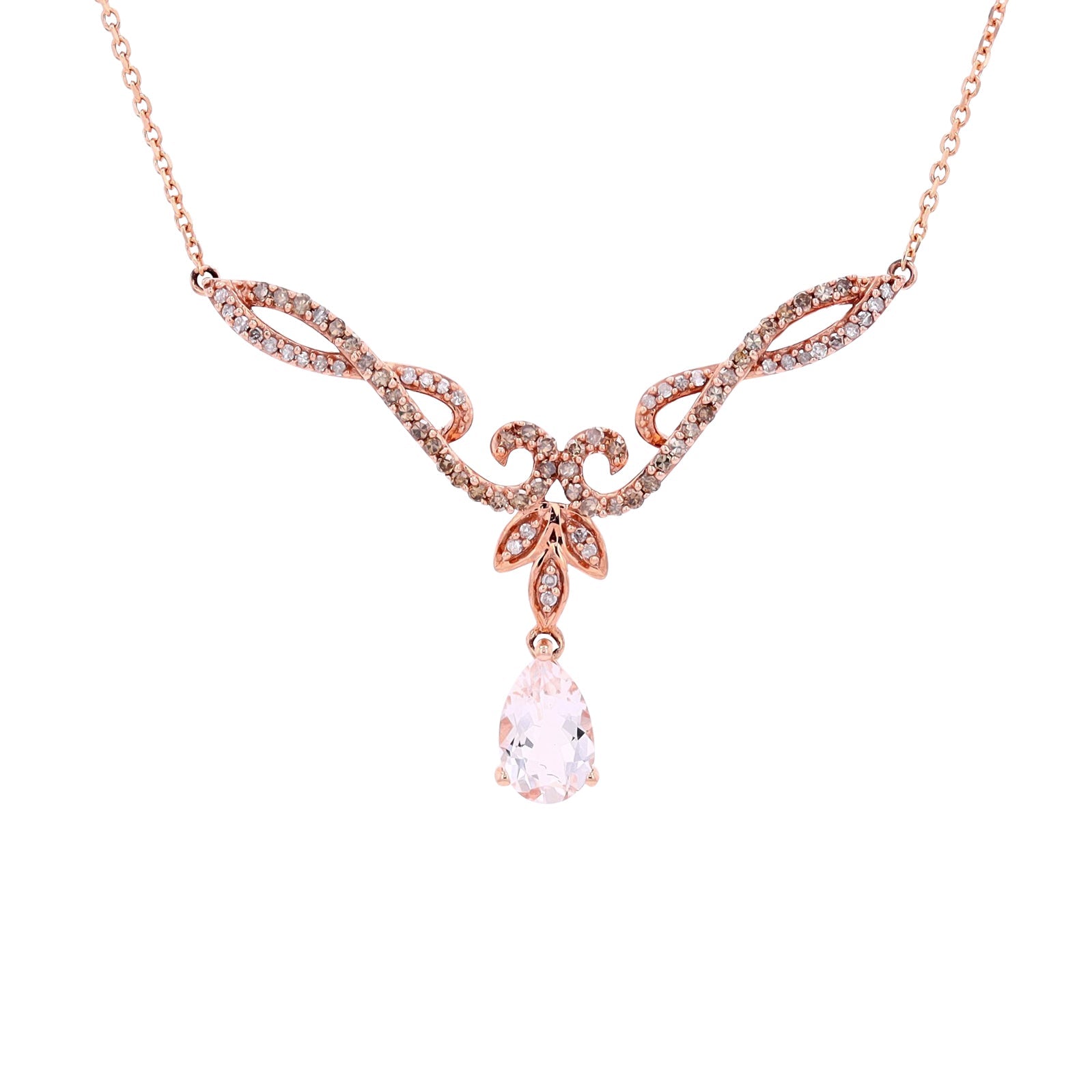 10K RG Morganite & Diamond Necklace