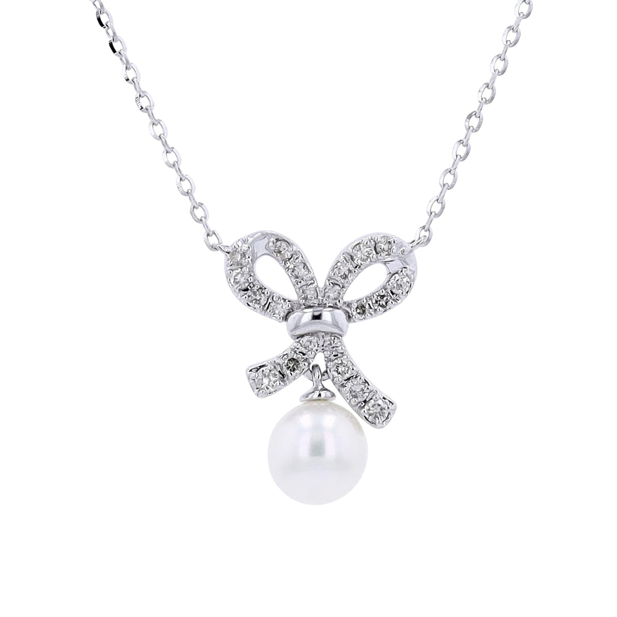 14K Diamond Bow Pearl Drop Pendant<p><strong>More Colors Available</p></strong>