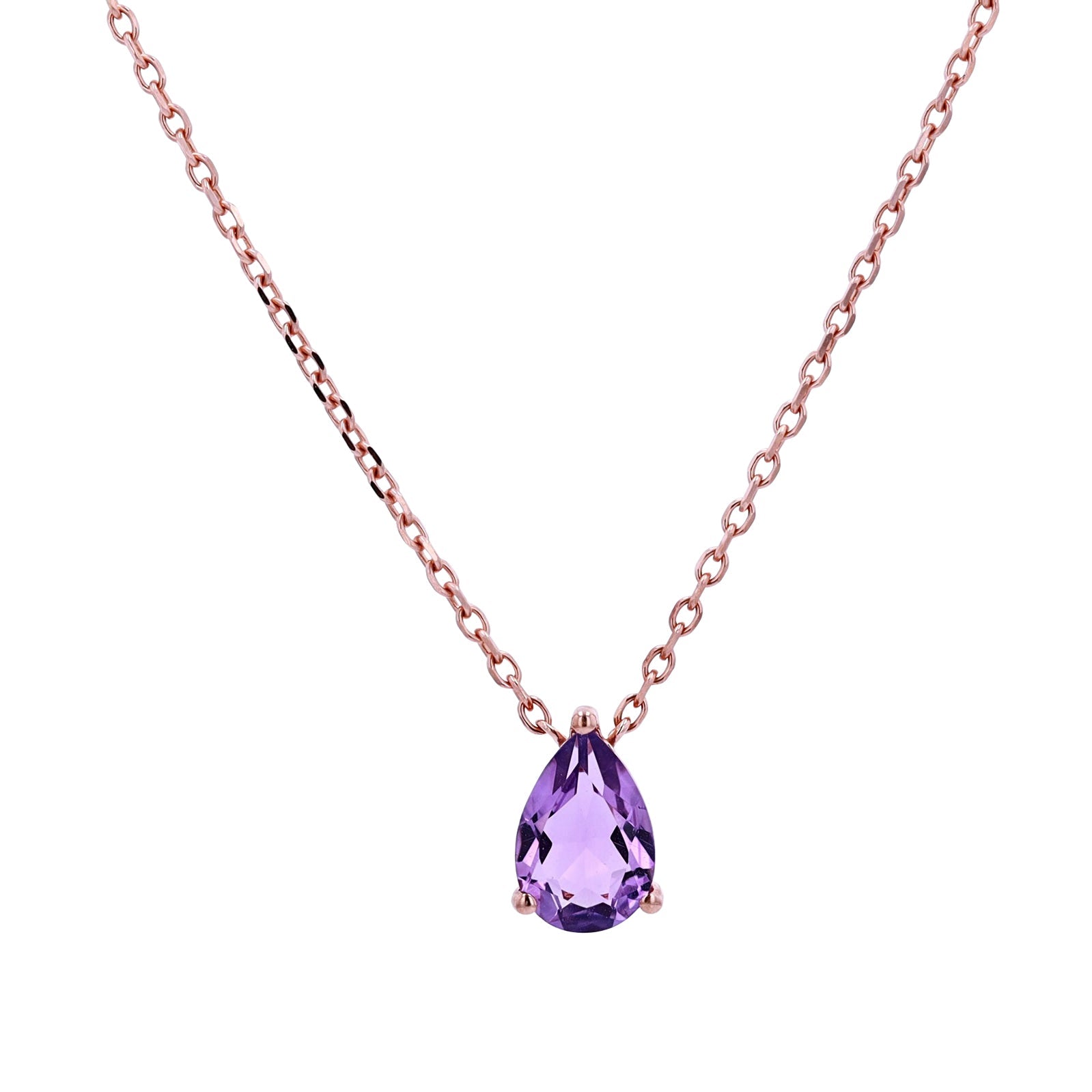 10K RG Amethyst Pear Cut Necklace