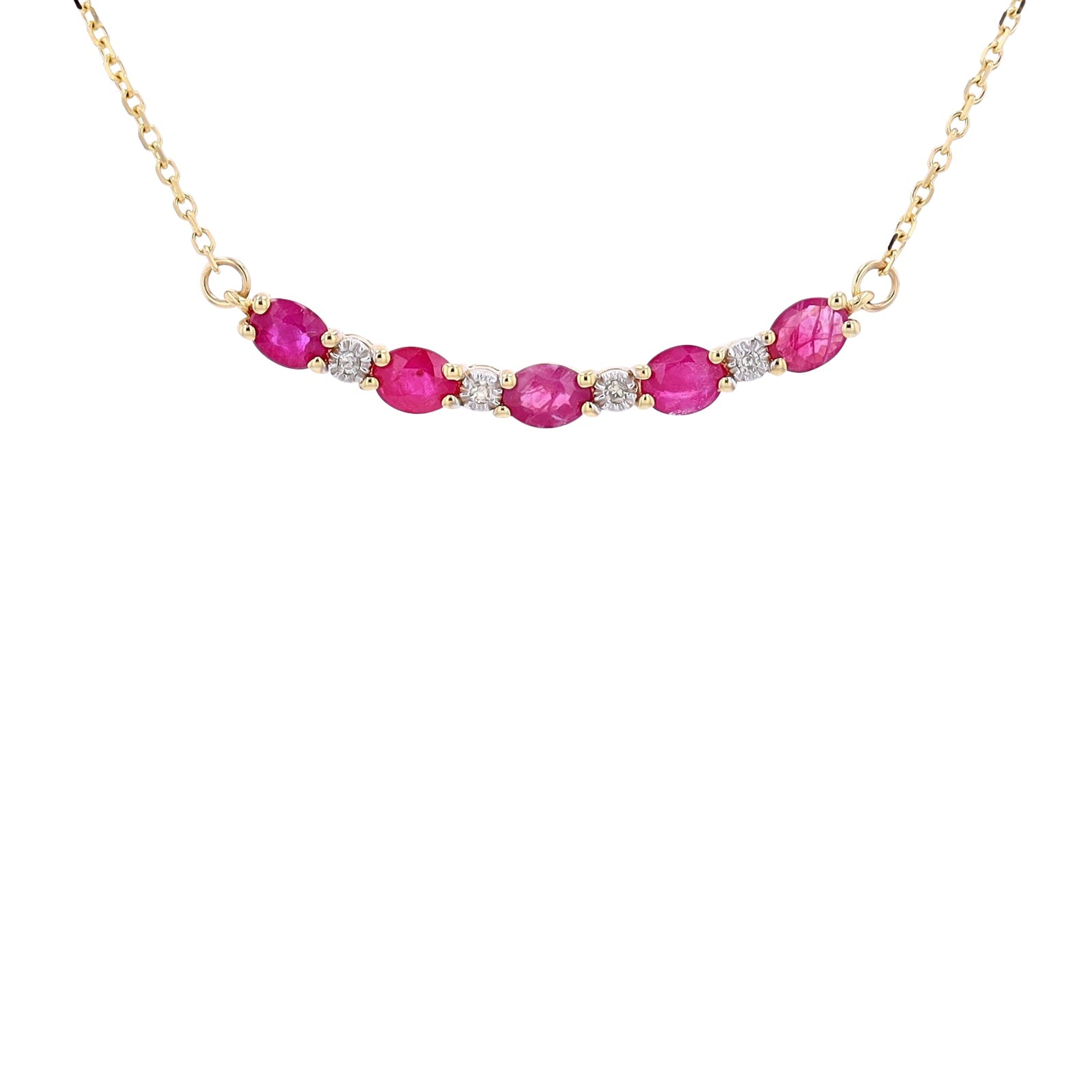 10K Gemstone & Diamond Curved Bar Necklace<p><strong>More Colors Available</p></strong>