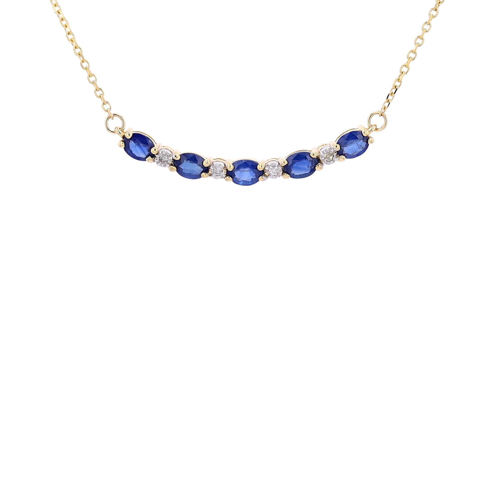 10K Gemstone & Diamond Curved Bar Necklace<p><strong>More Colors Available</p></strong>