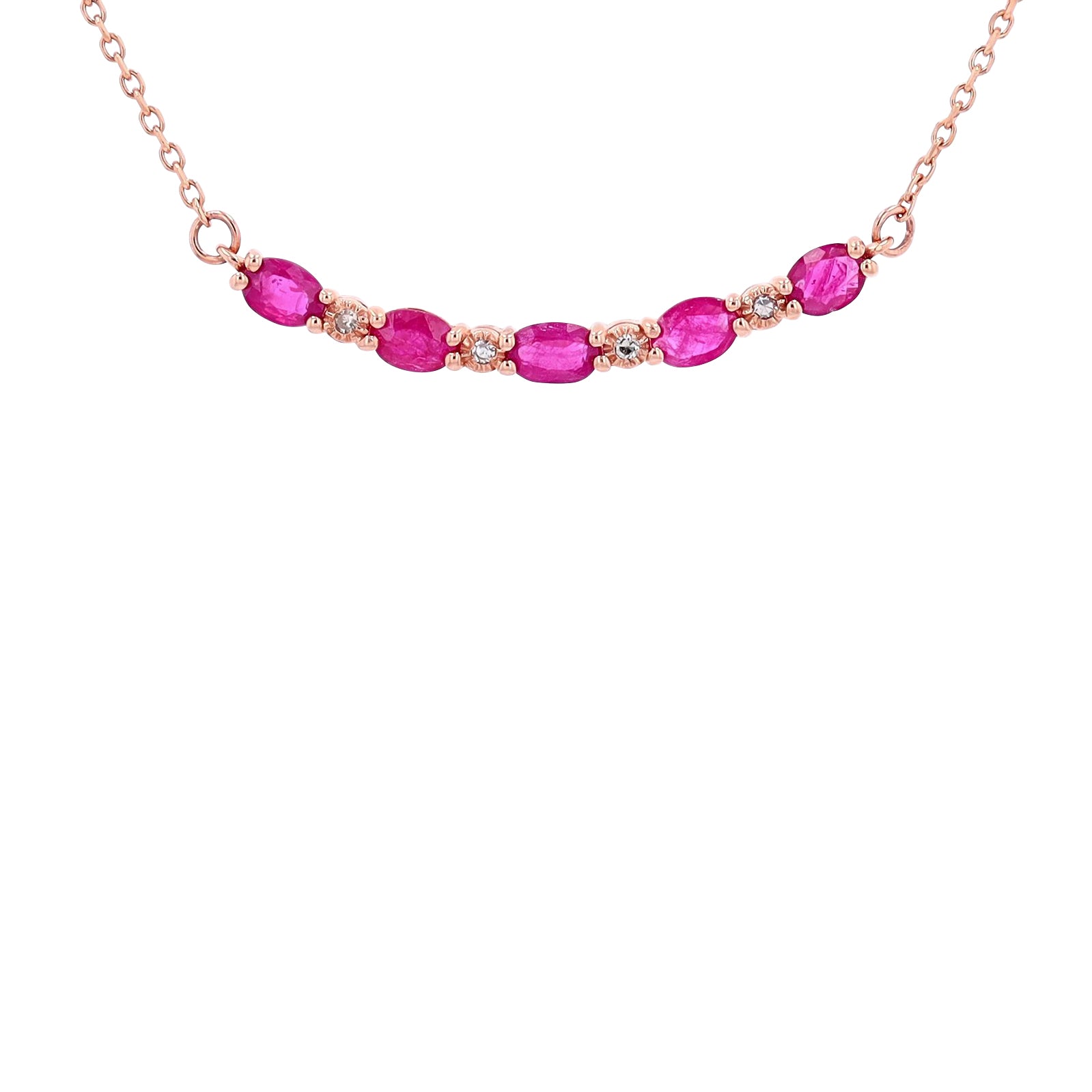10K Gemstone & Diamond Curved Bar Necklace<p><strong>More Colors Available</p></strong>