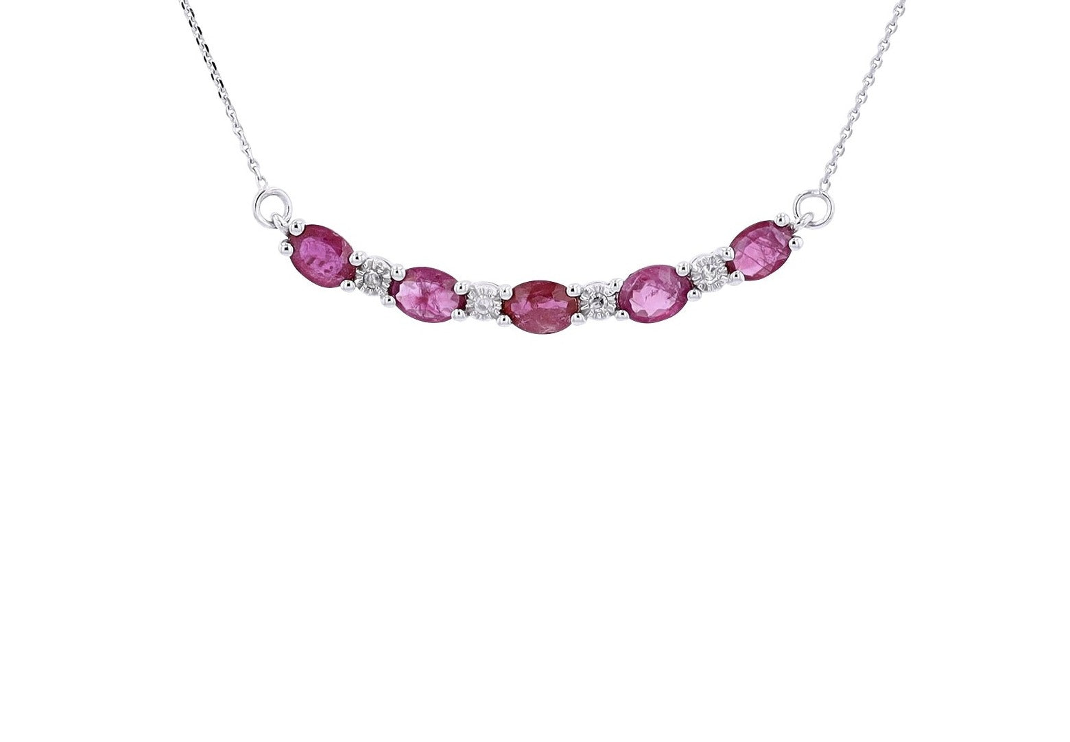 10K Gemstone & Diamond Curved Bar Necklace<p><strong>More Colors Available</p></strong>