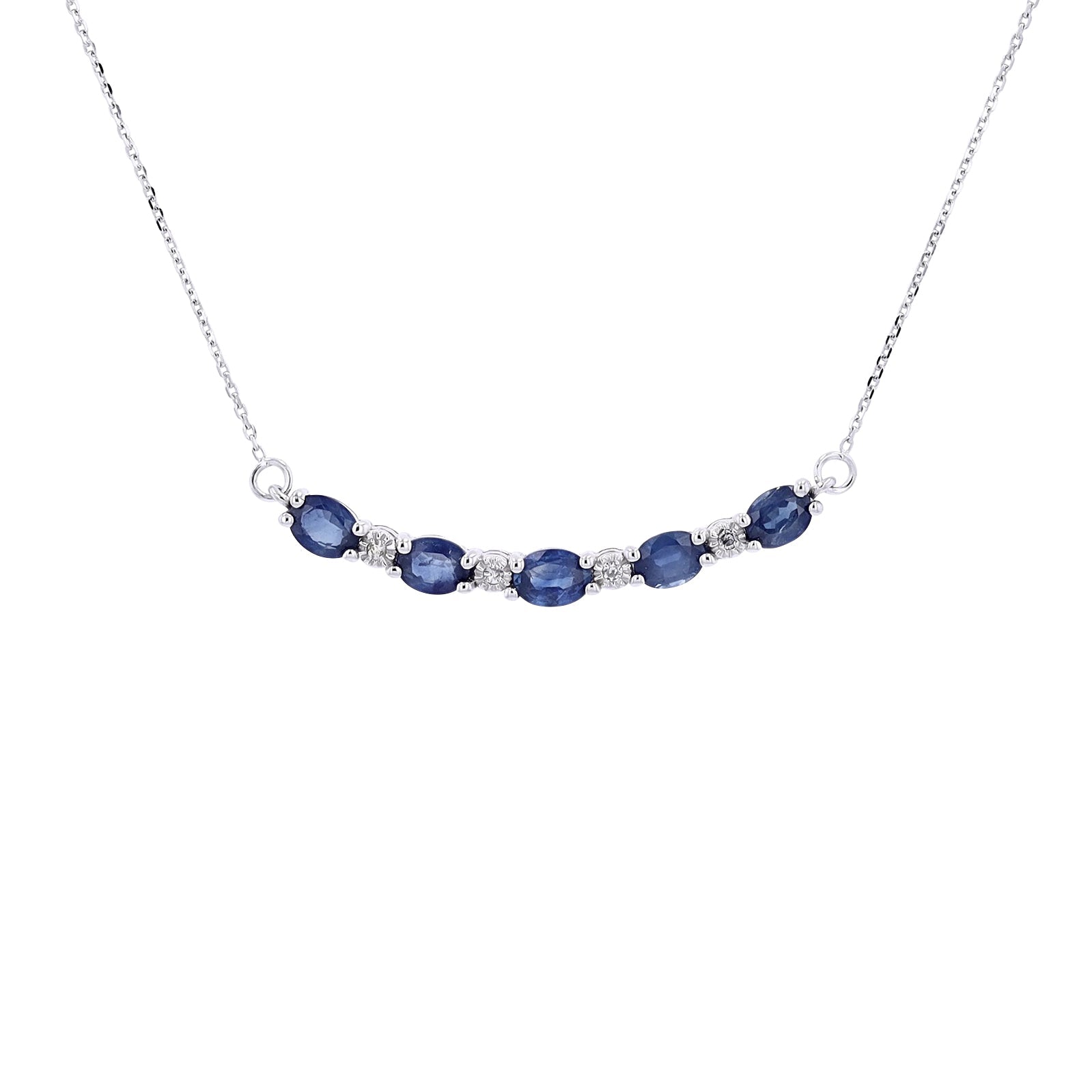 10K Gemstone & Diamond Curved Bar Necklace<p><strong>More Colors Available</p></strong>