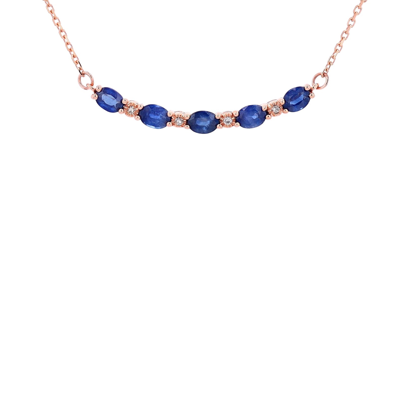 10K Gemstone & Diamond Curved Bar Necklace<p><strong>More Colors Available</p></strong>