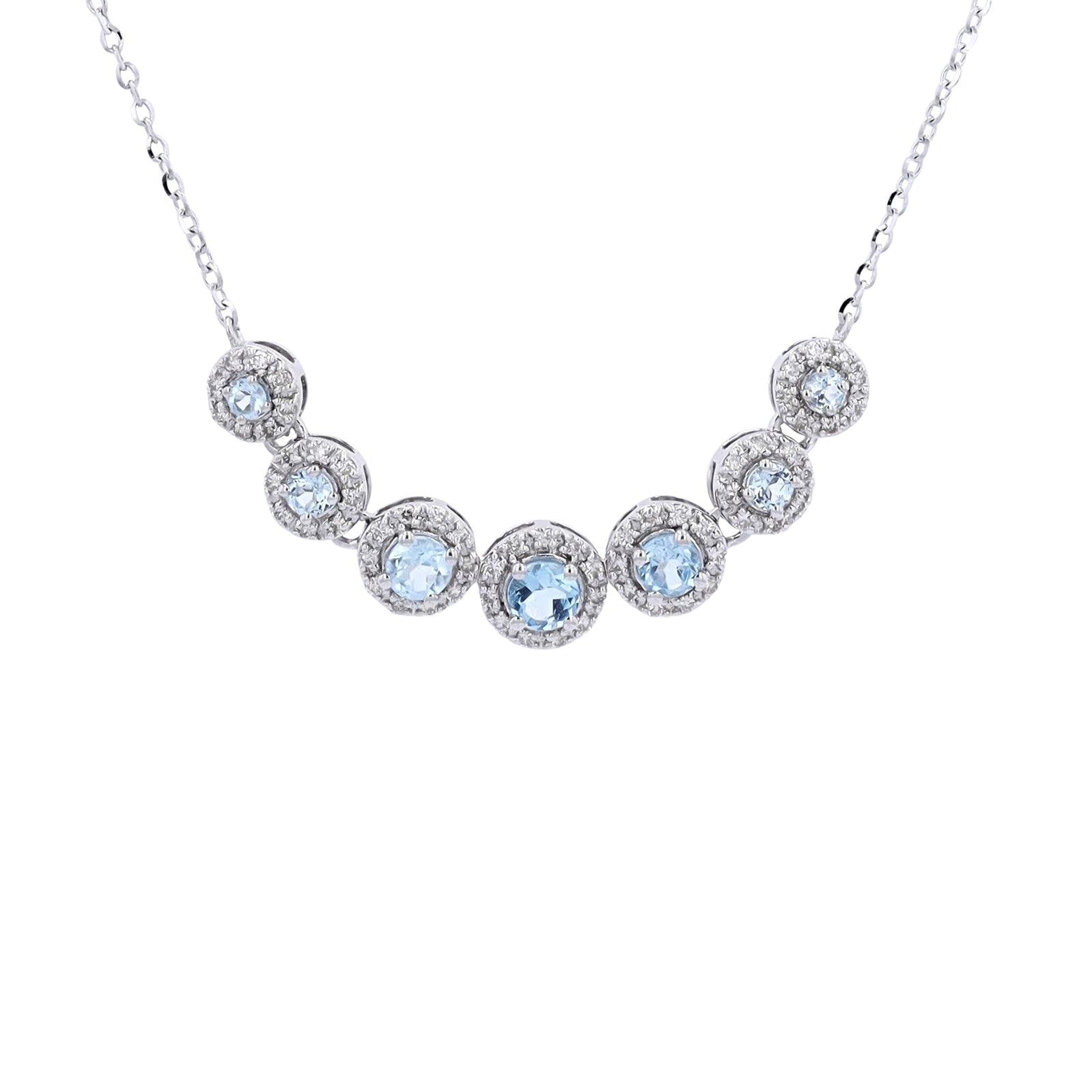 10K WG Swiss Blue Topaz Graduating Necklace<p><strong>More Colors Available</p></strong>