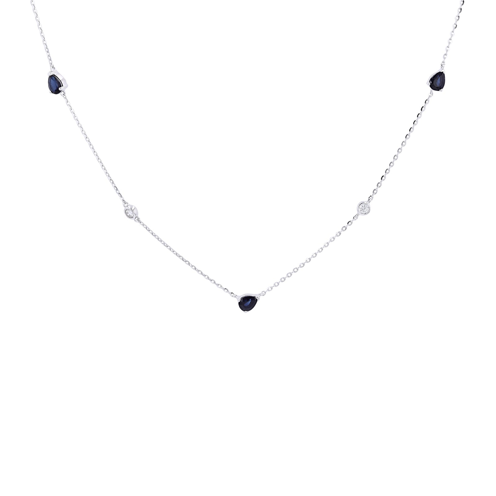 14K WG Sapphire & Diamond By The Yard Necklace