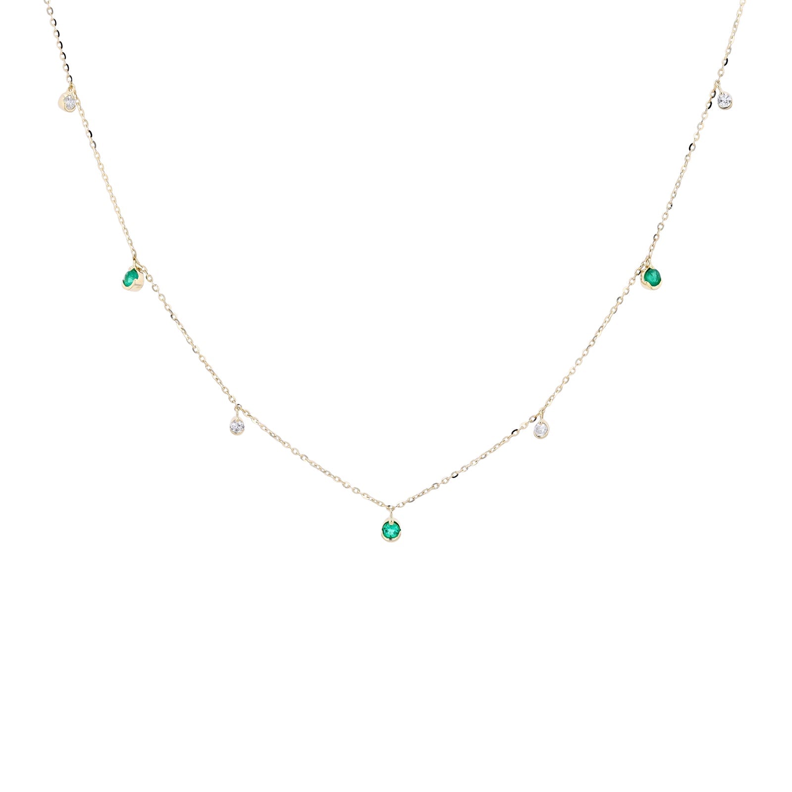 14K YG Emerald & Diamond By The Yard Necklace