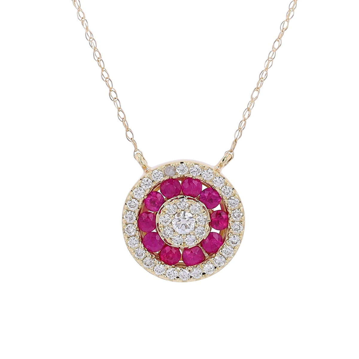 14K Gemstone & Diamond Halo Pendant<p><strong>More Colors Available</p></strong>