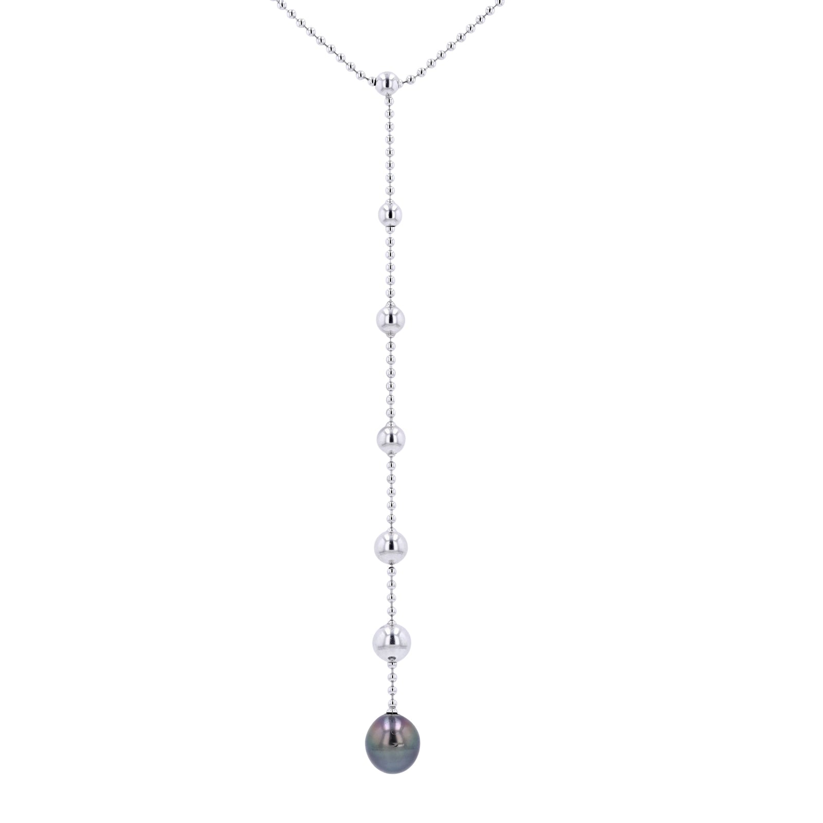 18K WG Tahitian Pearl Drop Necklace