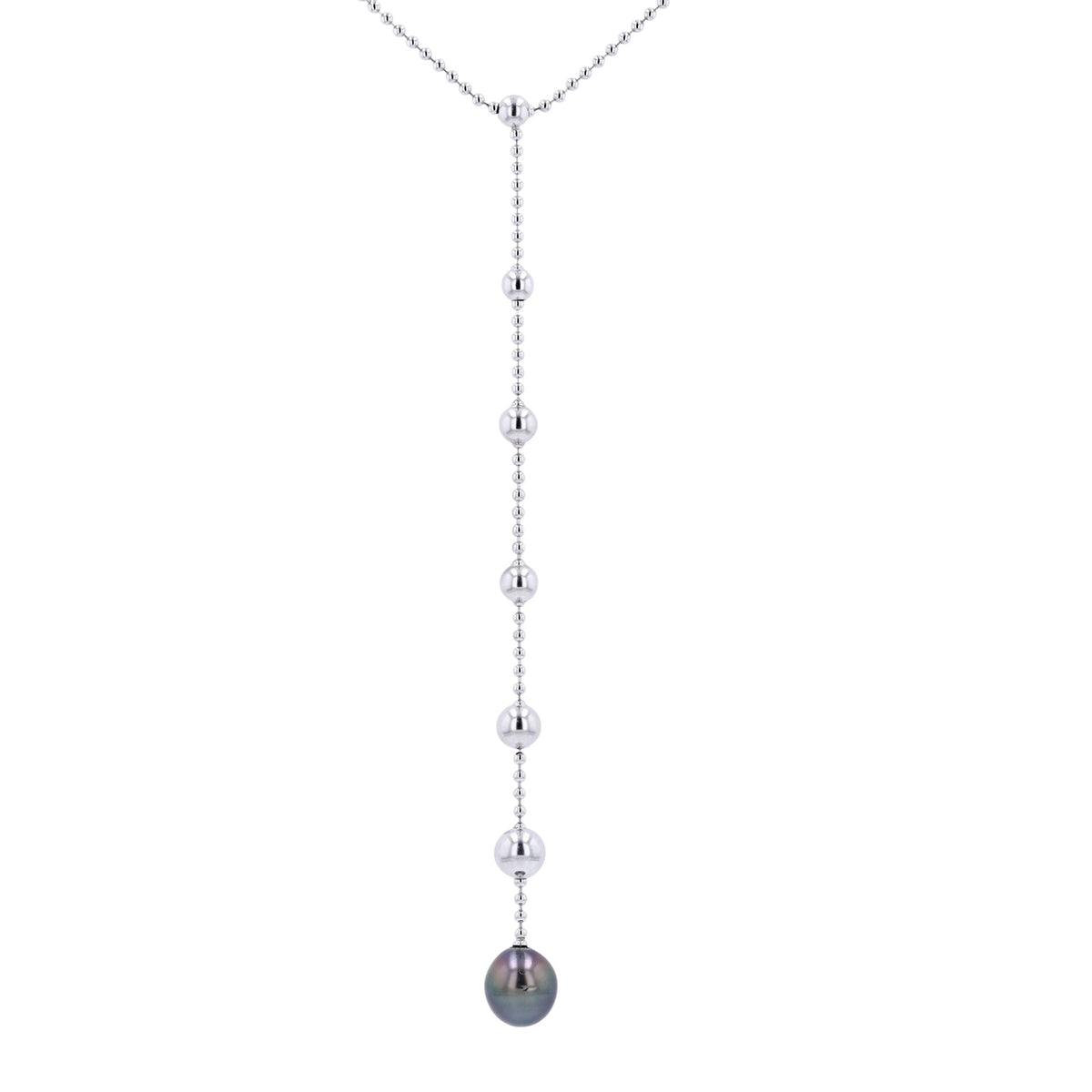 18K WG Tahitian Pearl Drop Necklace