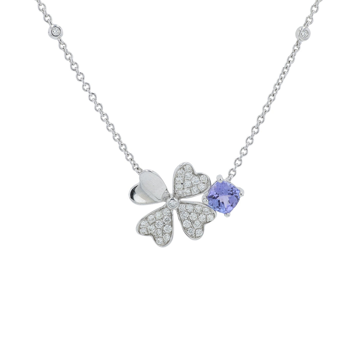 14K EFFY WG .57 CT Tanzanite Clover Pendant