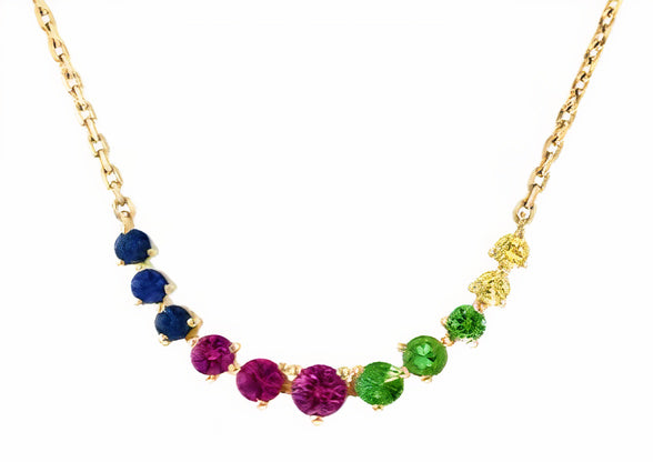 14K EFFY YG 0.74 CT Multicolor  Gemstone Necklace