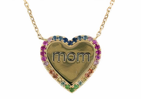 14K YG EFFY 'Mom' Heart Pendant