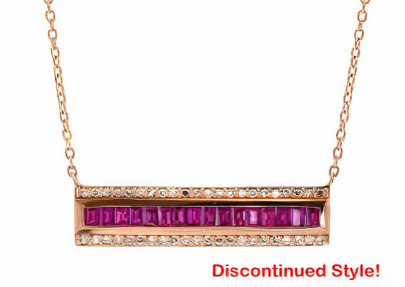 14K EFFY RG 0.91 CT Ruby Bar Necklace