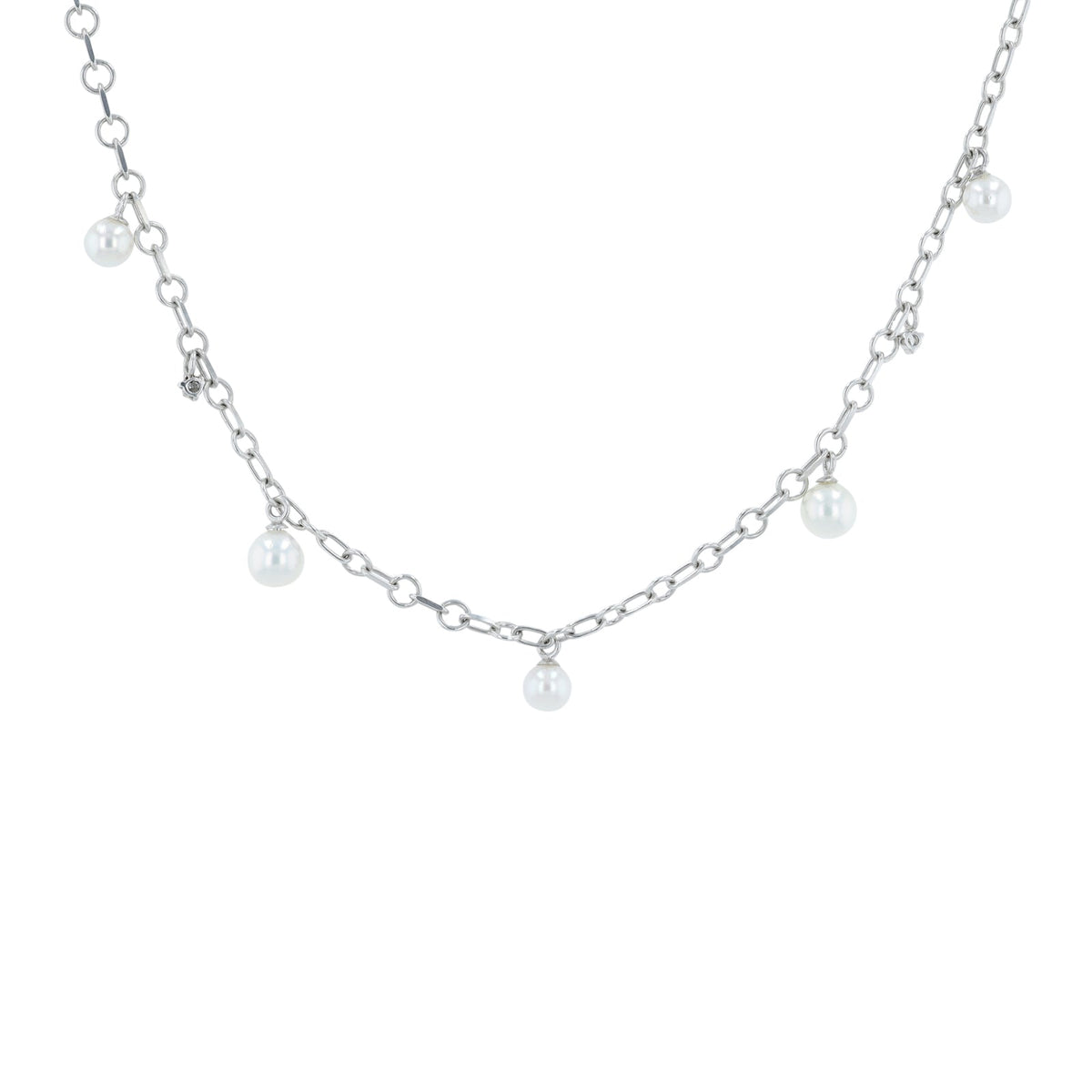 18K WG Pearl Stations Necklace