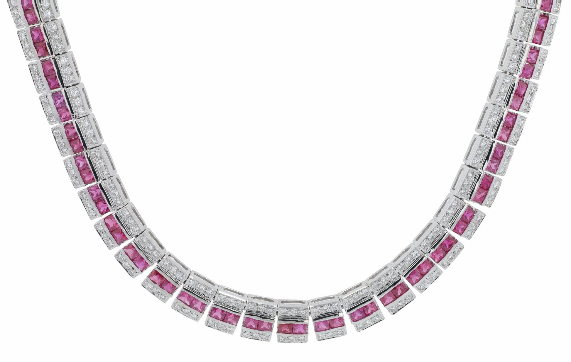 18K WG 8.75 CTW Ruby Necklace