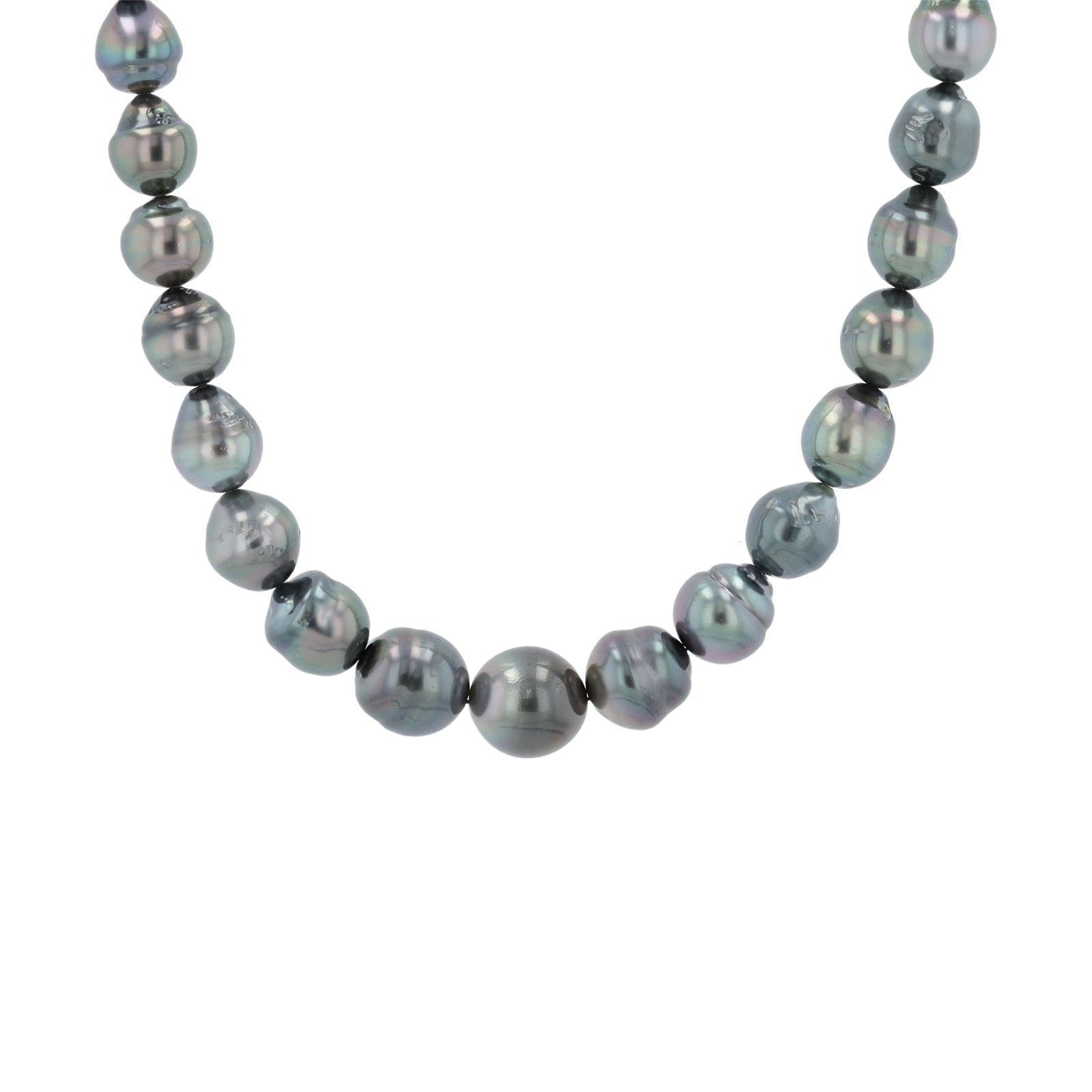 Silver 8 - 12.5MM Tahitian Pearl Necklace