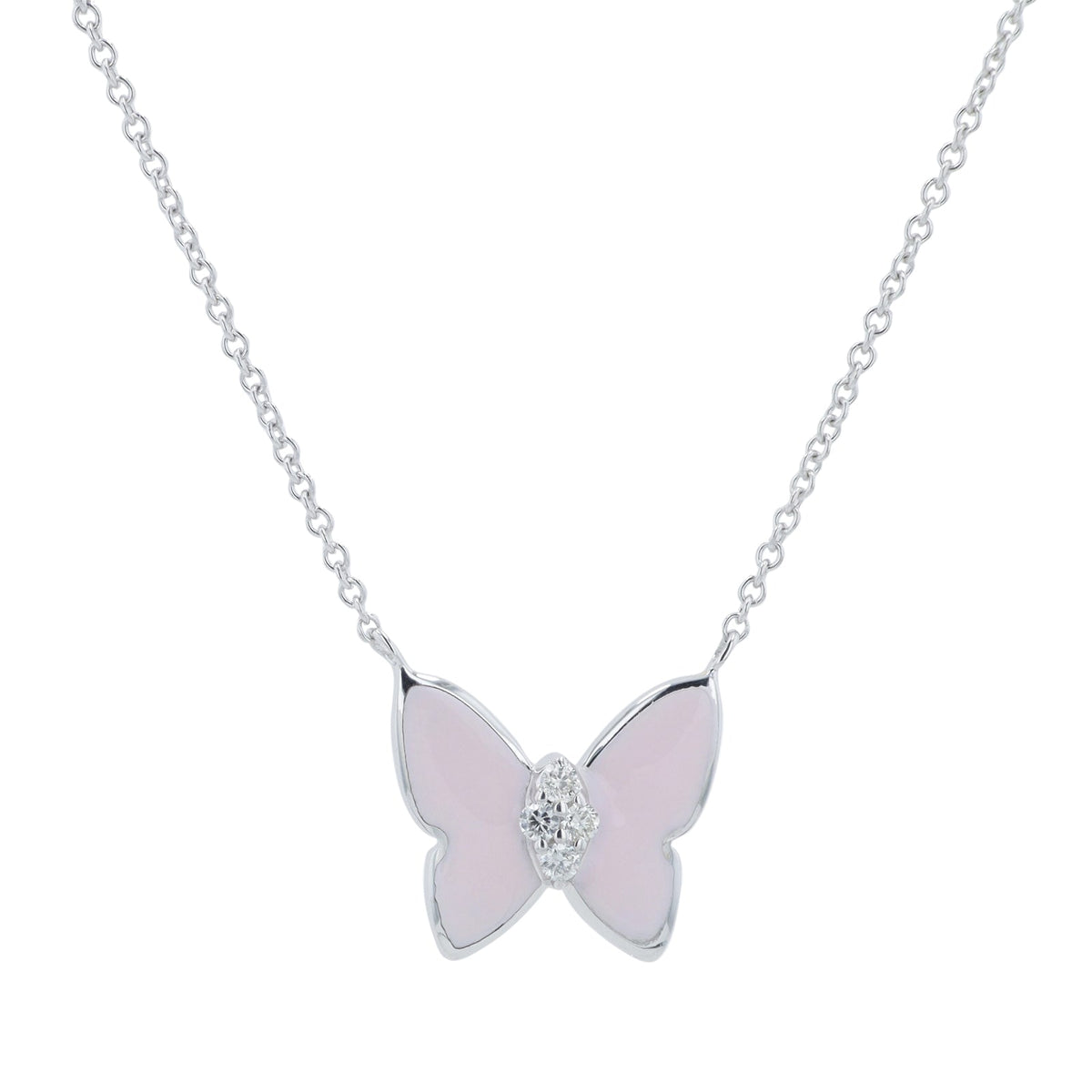 14K 0.05 CT Diamond & Enamel Butterfly Necklace<p><strong>More Colors Available</p></strong>
