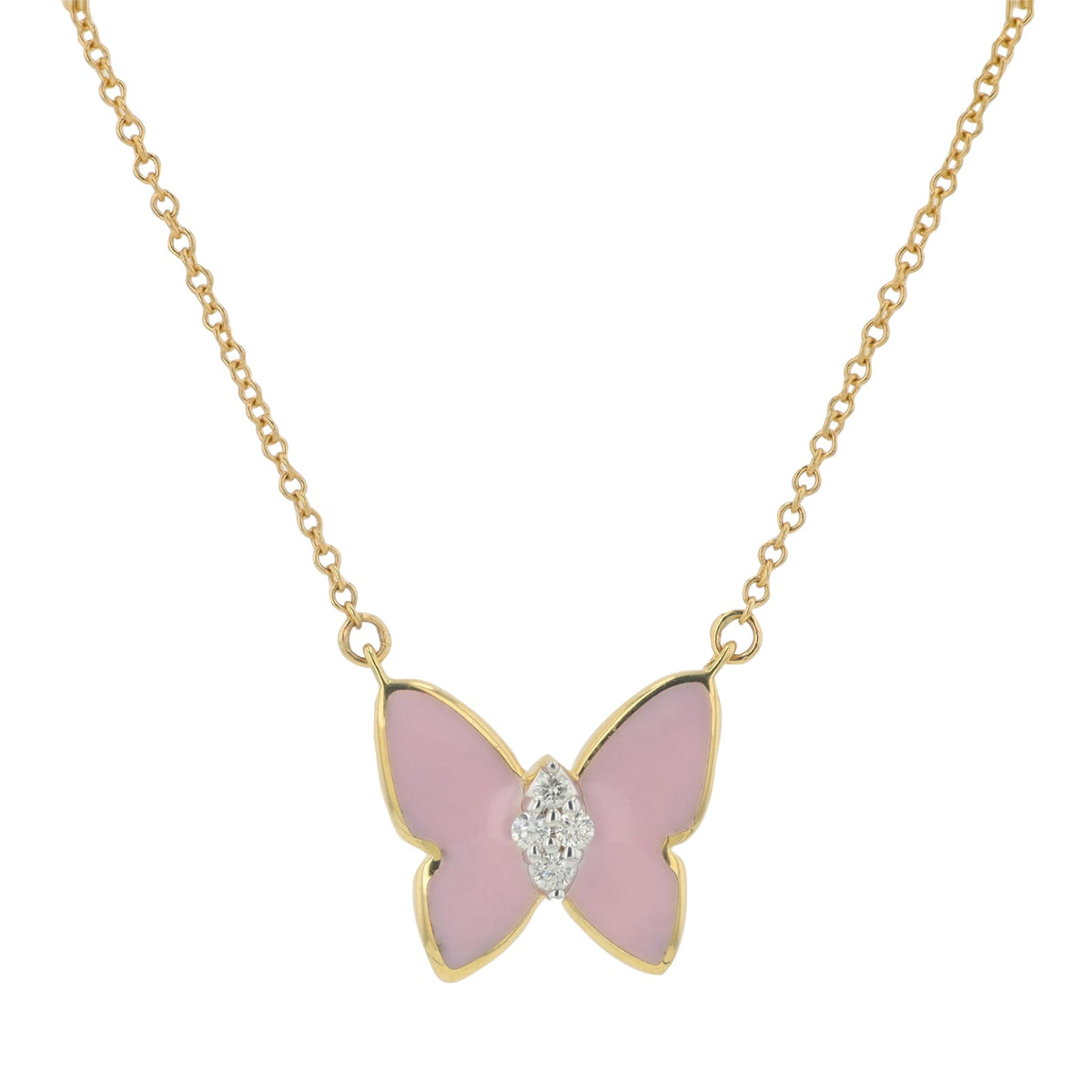 14K 0.05 CT Diamond & Enamel Butterfly Necklace<p><strong>More Colors Available</p></strong>