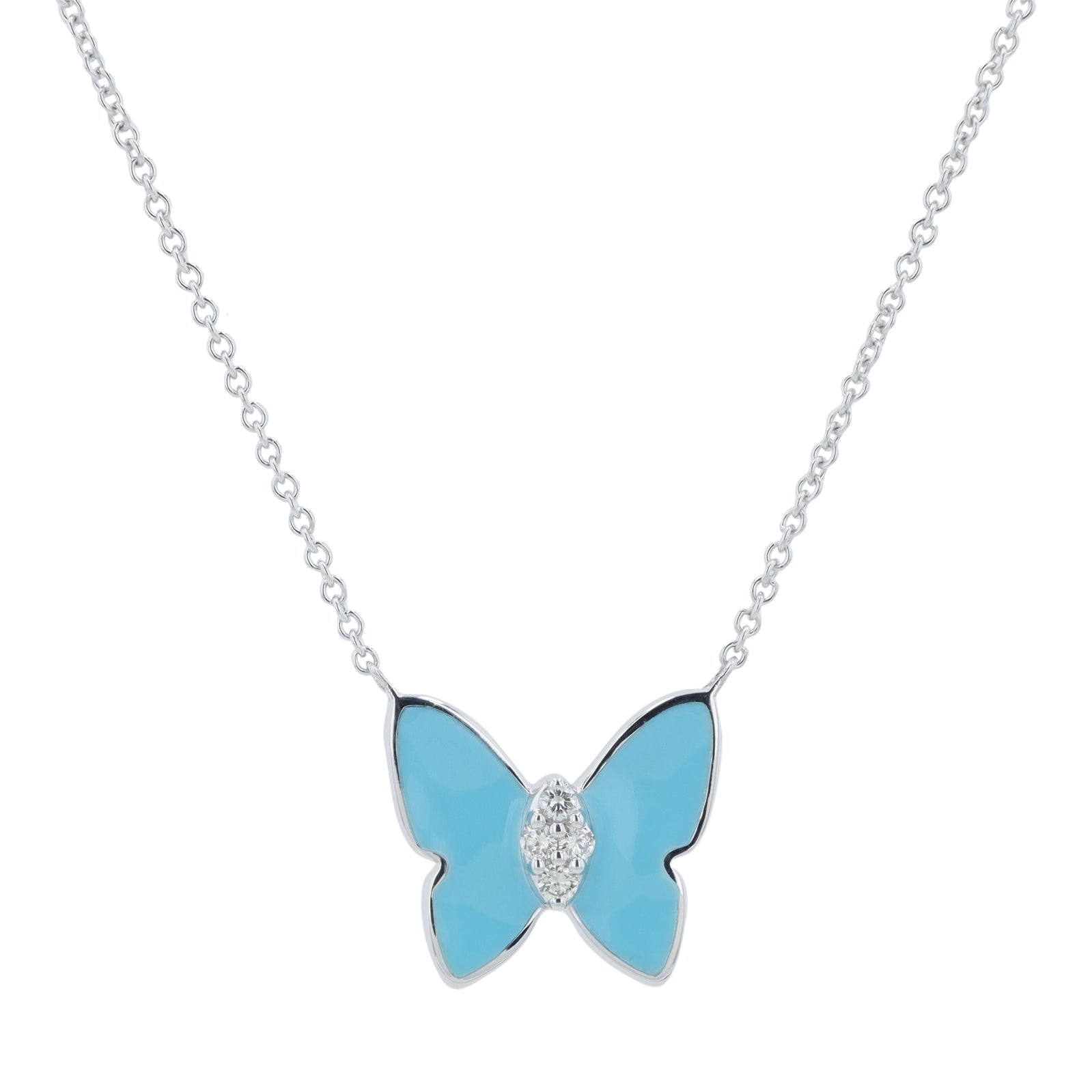 14K 0.05 CT Diamond & Enamel Butterfly Necklace<p><strong>More Colors Available</p></strong>