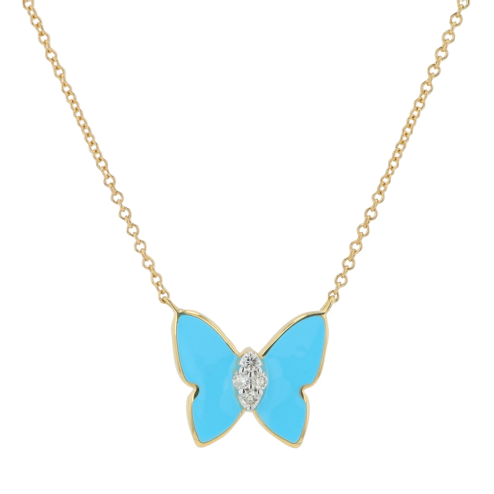 14K 0.05 CT Diamond & Enamel Butterfly Necklace<p><strong>More Colors Available</p></strong>