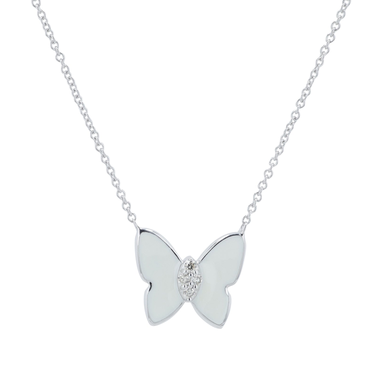14K 0.05 CT Diamond & Enamel Butterfly Necklace<p><strong>More Colors Available</p></strong>