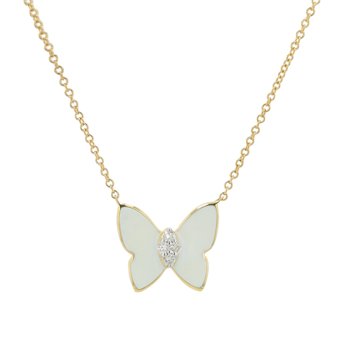 14K 0.05 CT Diamond & Enamel Butterfly Necklace<p><strong>More Colors Available</p></strong>