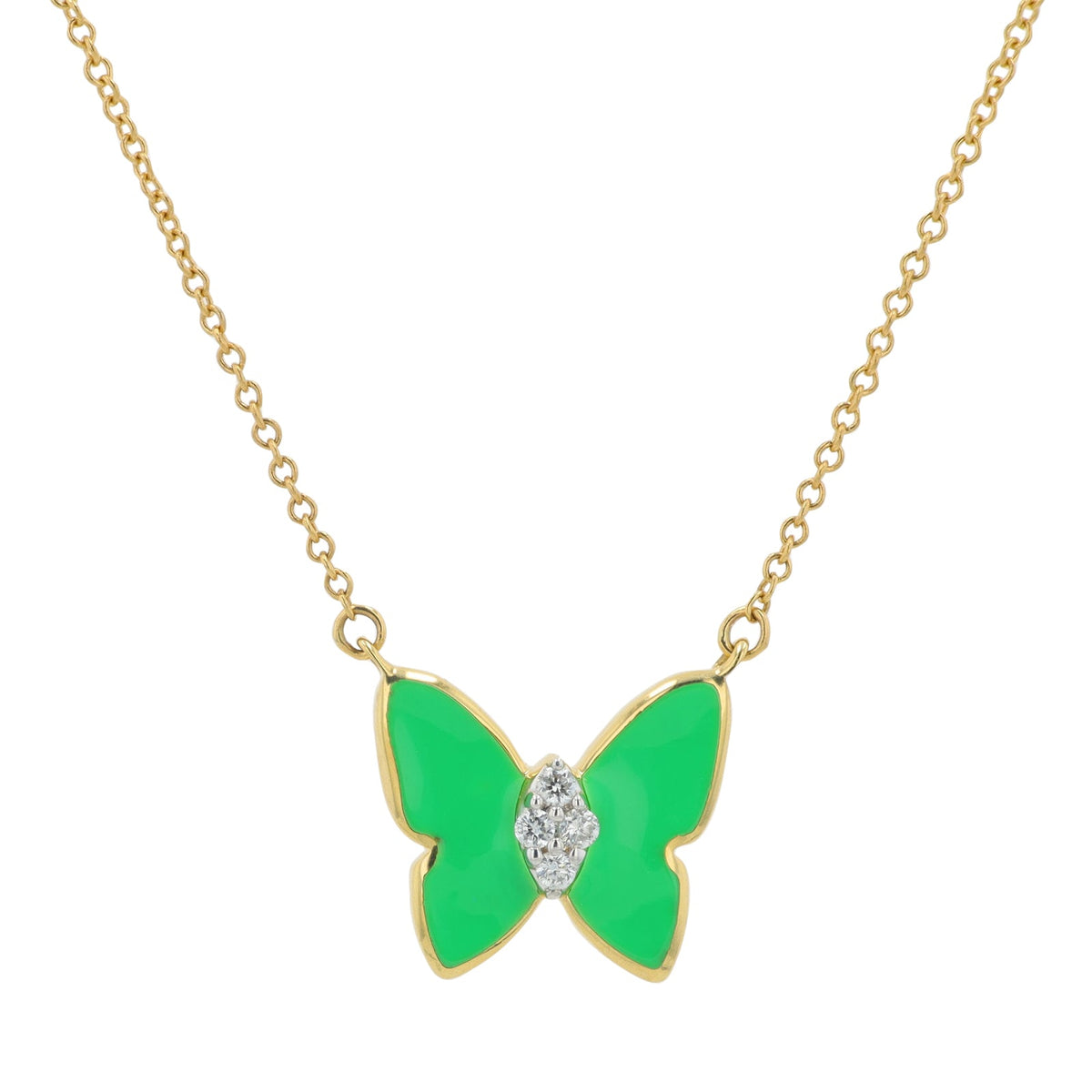 14K 0.05 CT Diamond & Enamel Butterfly Necklace<p><strong>More Colors Available</p></strong>