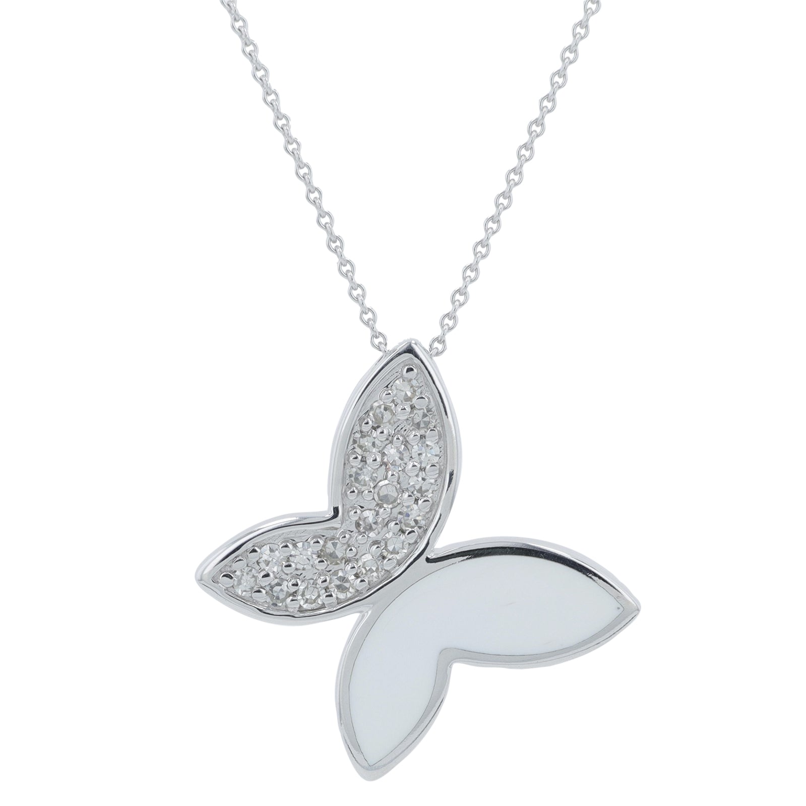 14K 0.16 CT Diamond & Enamel Butterfly Necklace<p><strong>More Colors Available</p></strong>