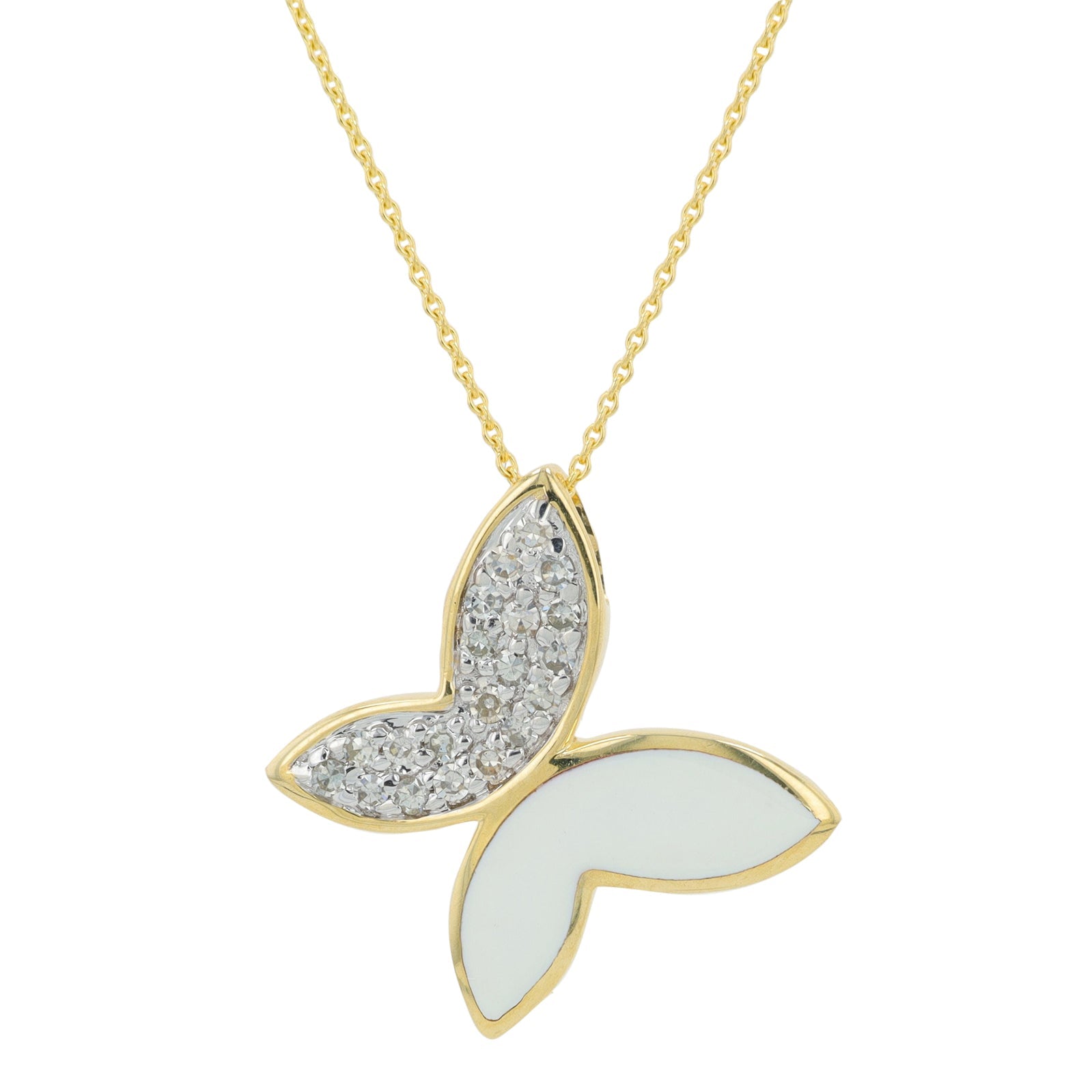 14K 0.16 CT Diamond & Enamel Butterfly Necklace<p><strong>More Colors Available</p></strong>