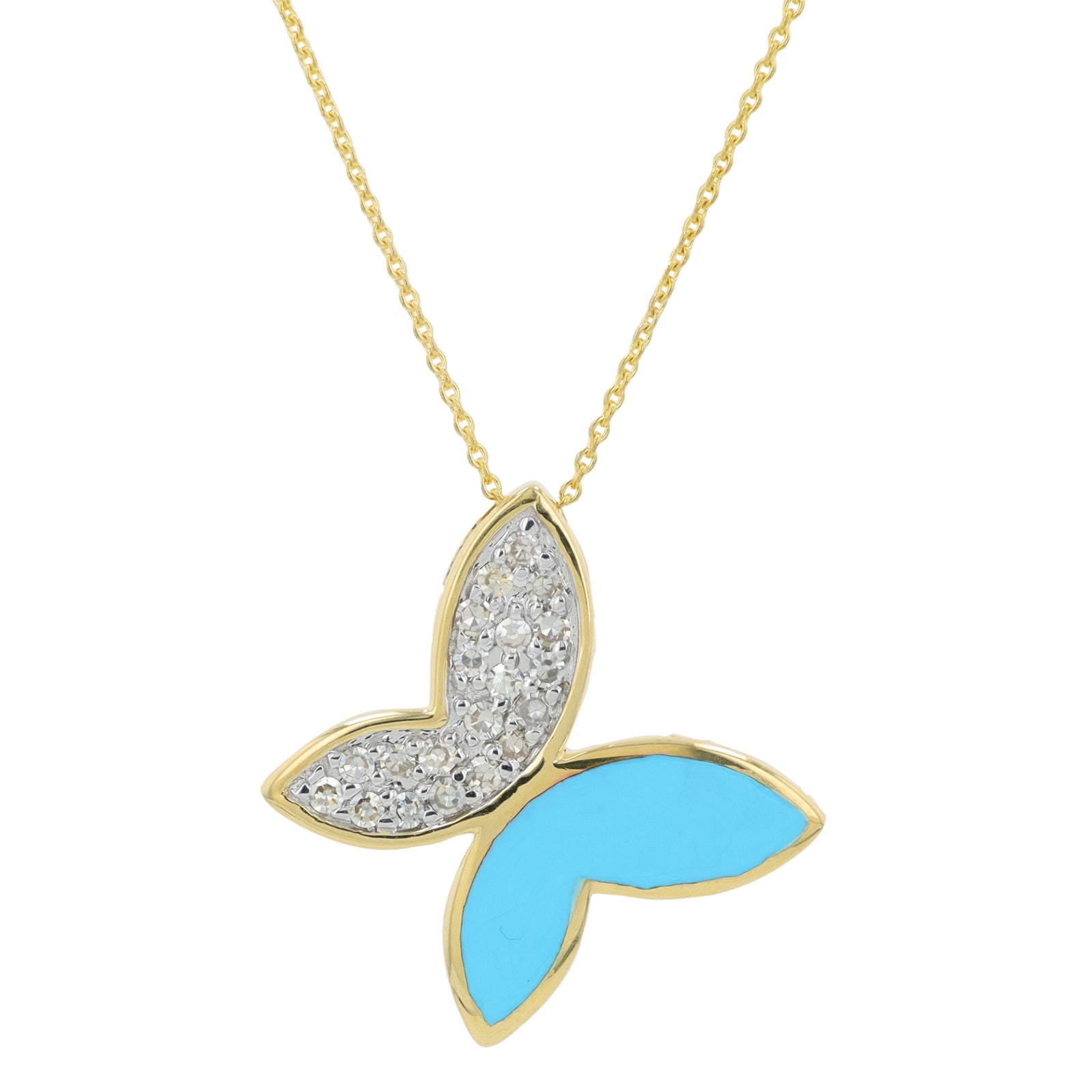 14K 0.16 CT Diamond & Enamel Butterfly Necklace<p><strong>More Colors Available</p></strong>