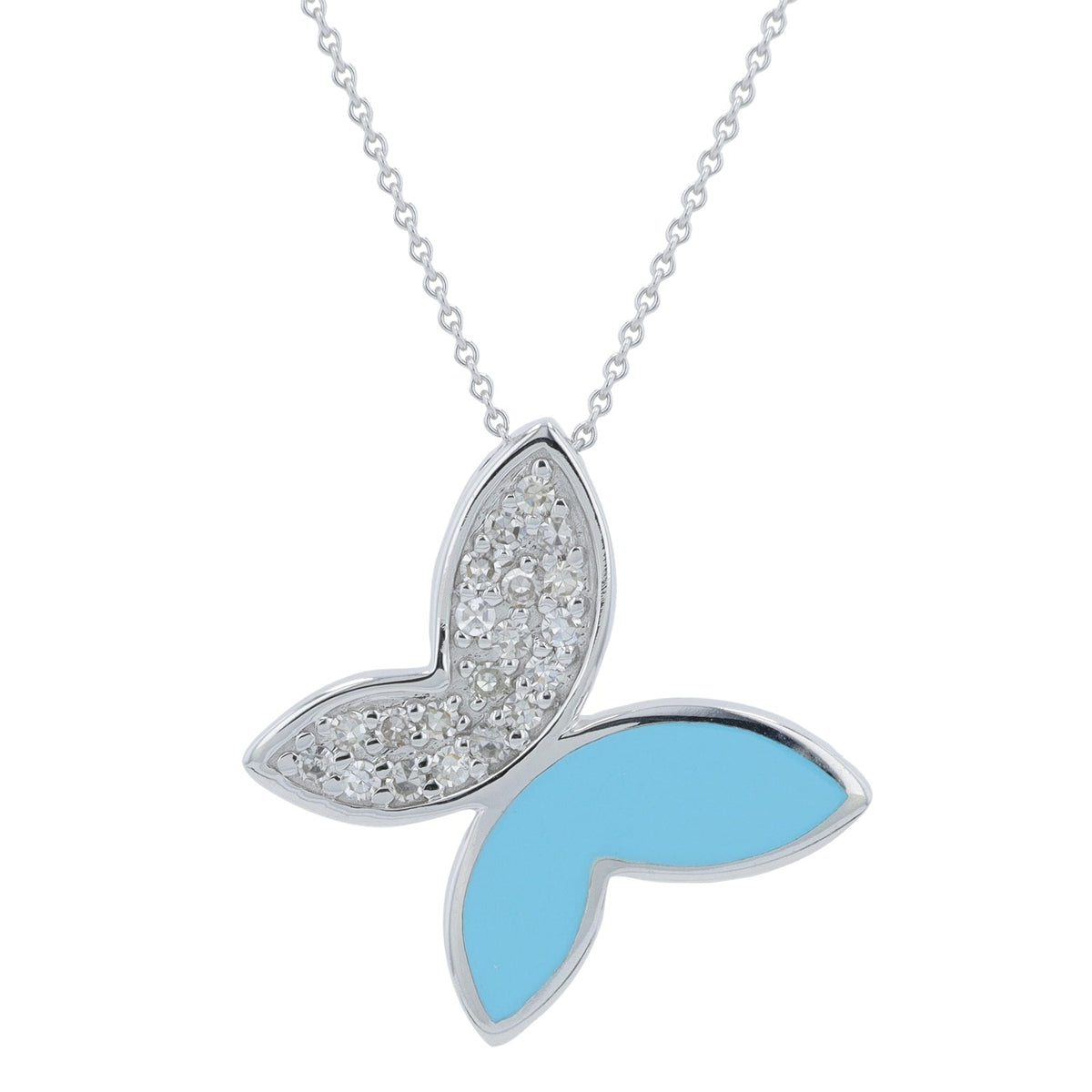 14K 0.16 CT Diamond & Enamel Butterfly Necklace<p><strong>More Colors Available</p></strong>