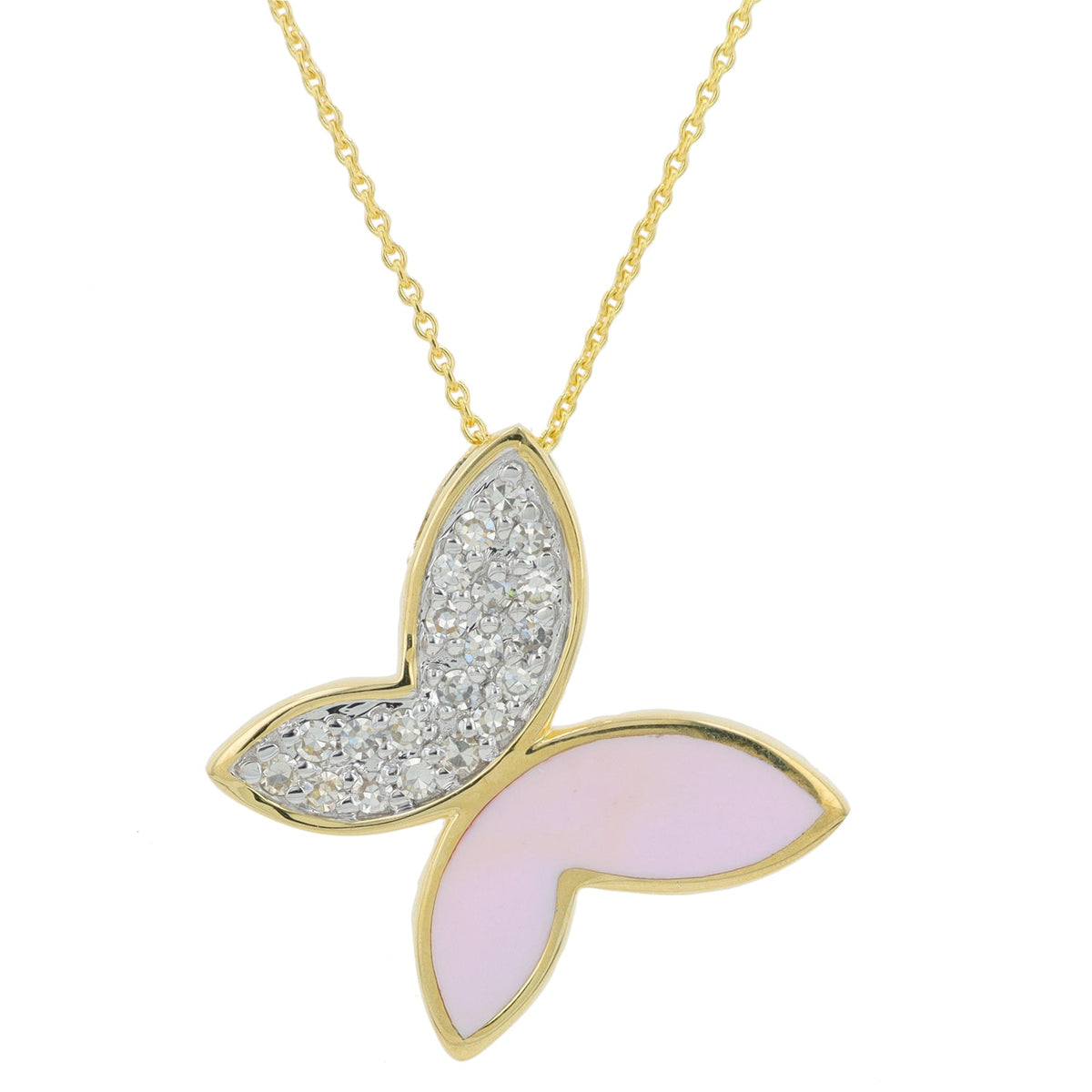 14K 0.16 CT Diamond & Enamel Butterfly Necklace<p><strong>More Colors Available</p></strong>