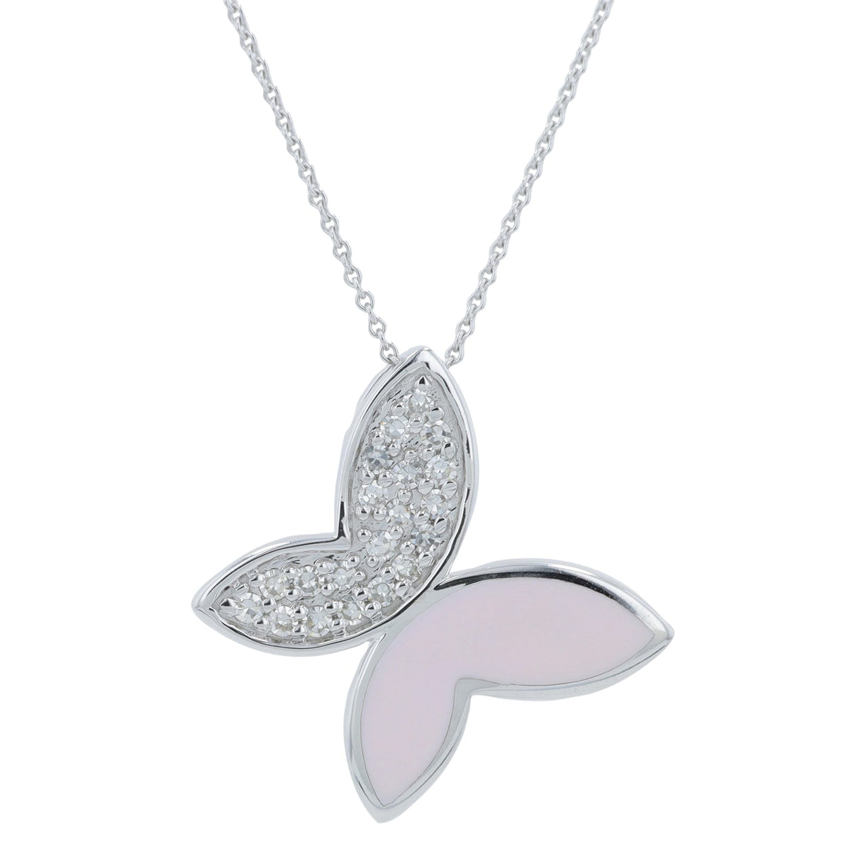 14K 0.16 CT Diamond & Enamel Butterfly Necklace<p><strong>More Colors Available</p></strong>