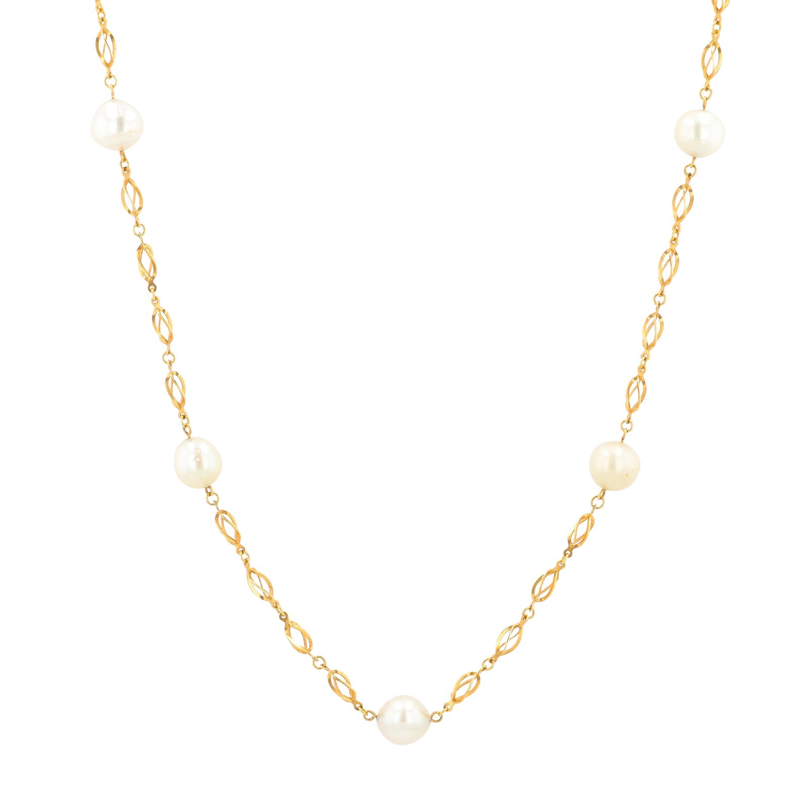 18K YG 9 - 10 MM Pearl Necklace
