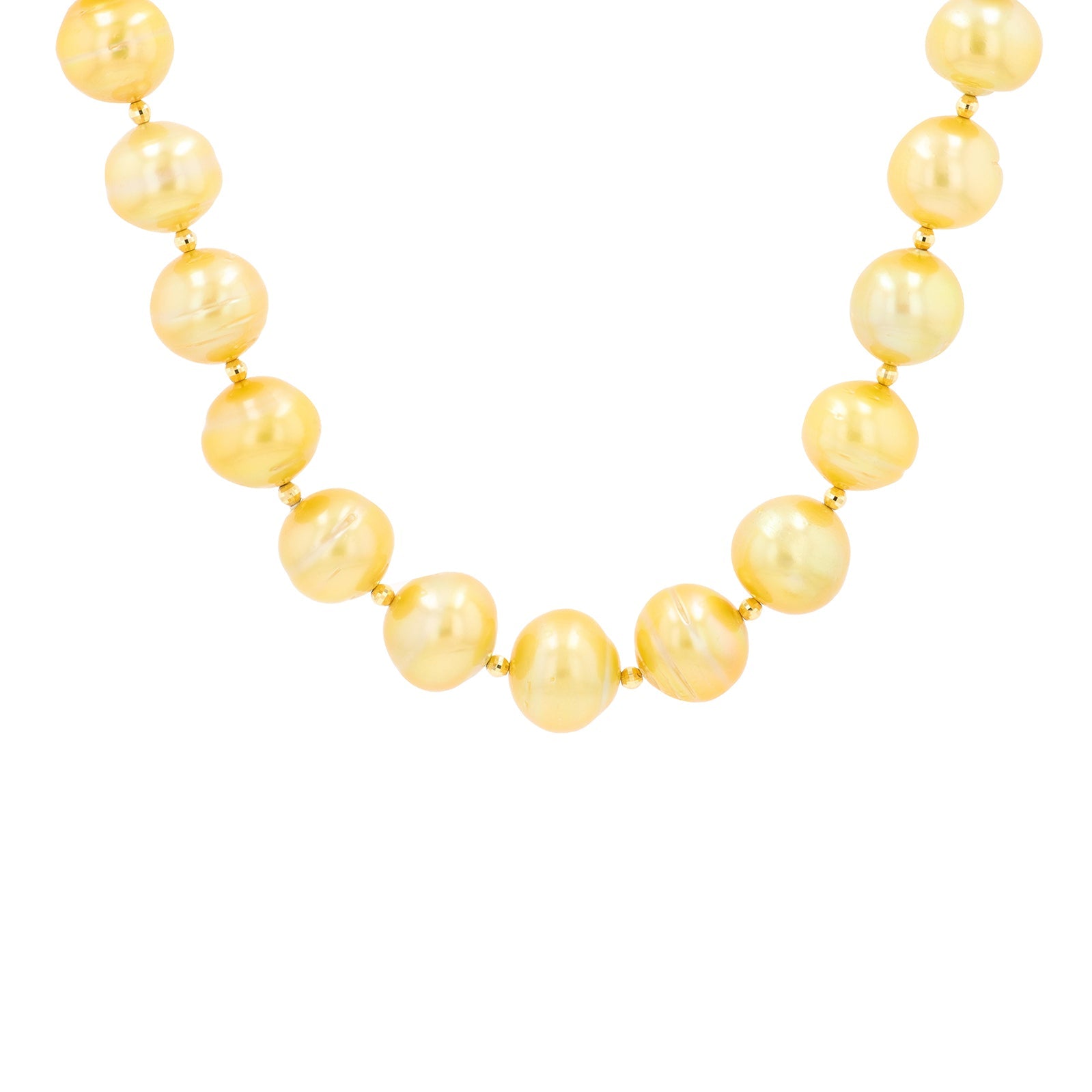 Silver 12 - 15 MM Golden South Sea Pearl Necklace