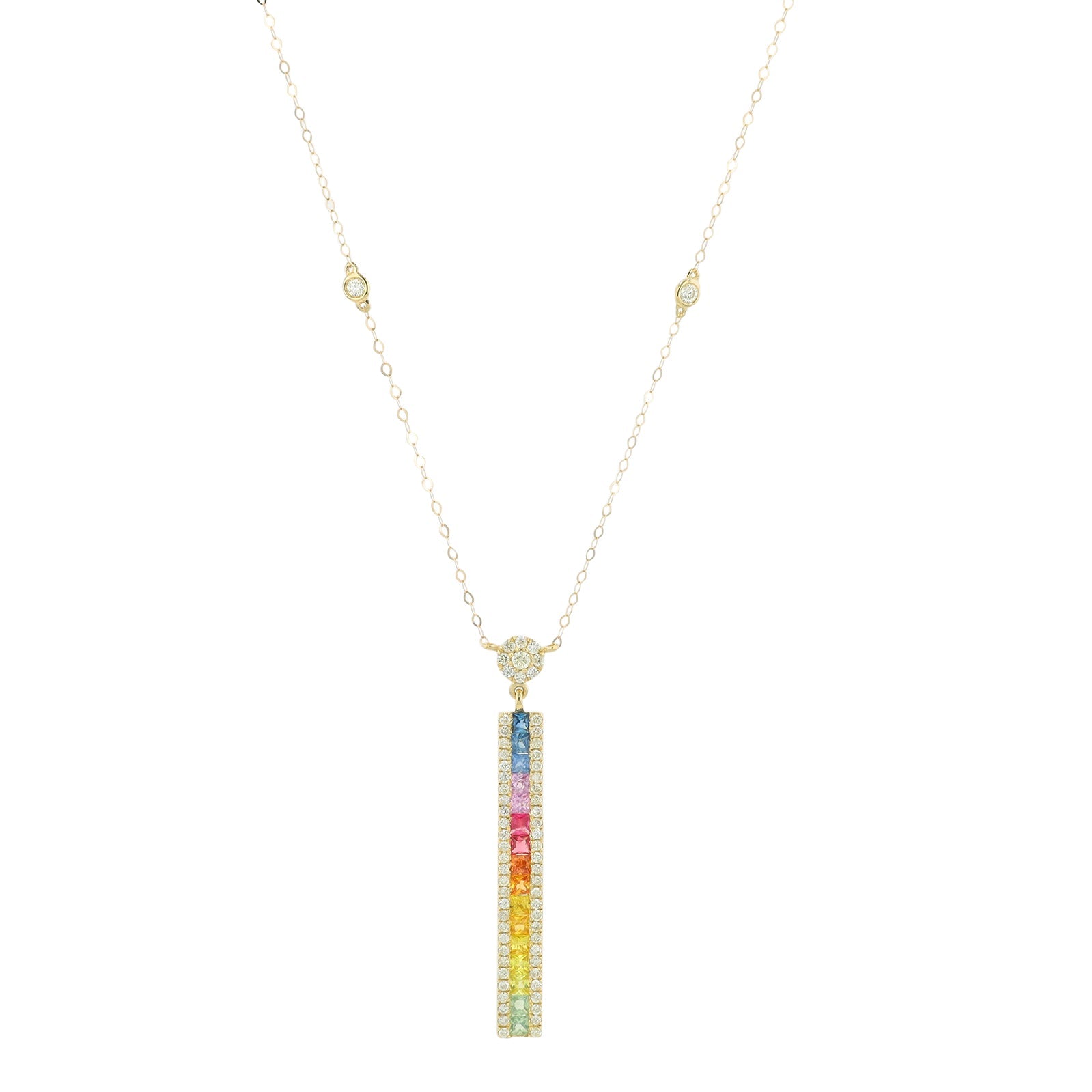 14K YG 1 CTW Multi Sapphire Pendant