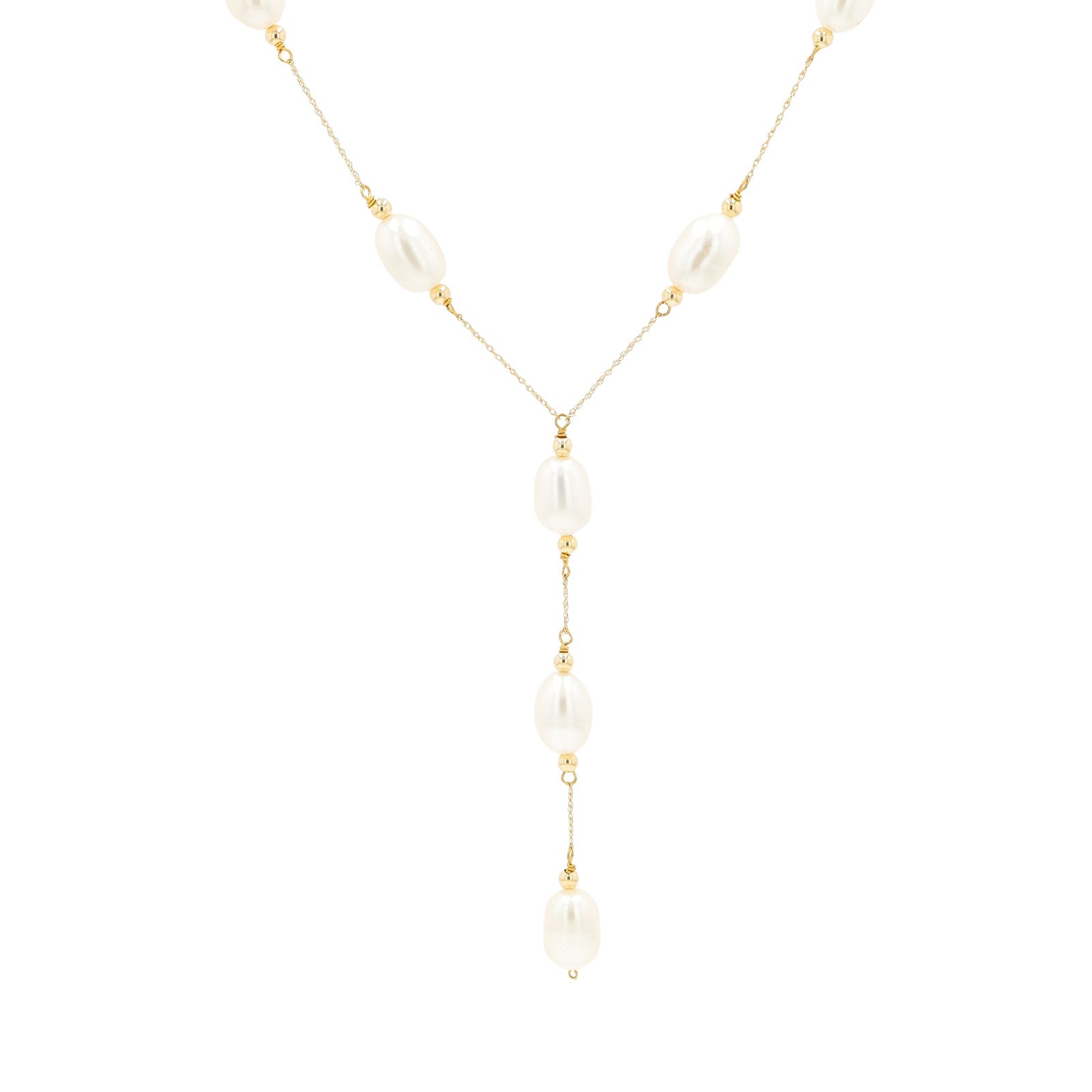 14K YG Fresh Water Pearl Lariat Necklace