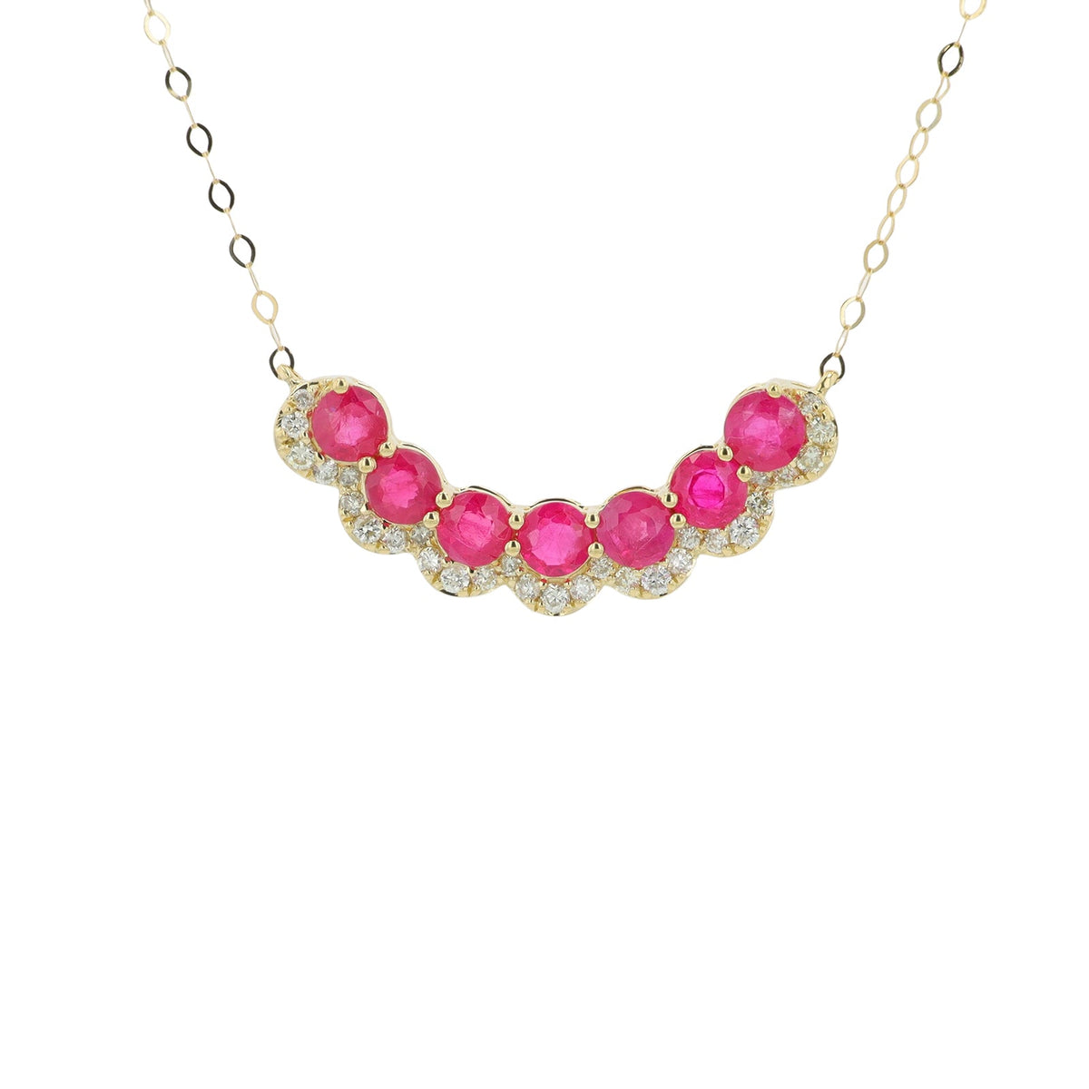 14K YG Gemstone Seven Stone Necklace<p><strong>More Colors Available</p></strong>