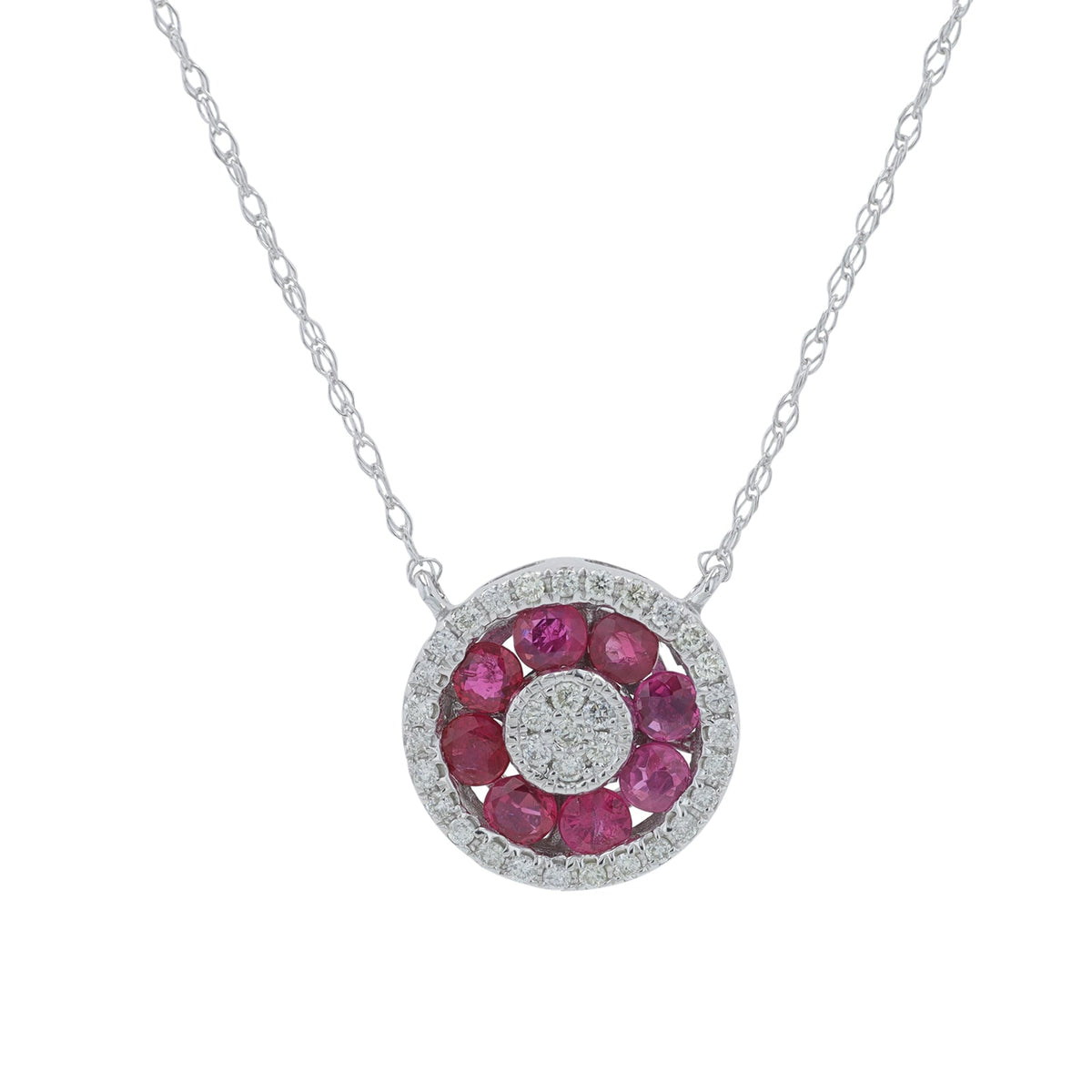 14K WG Gemstone Halo Necklace<p><strong>More Colors Available</p></strong>