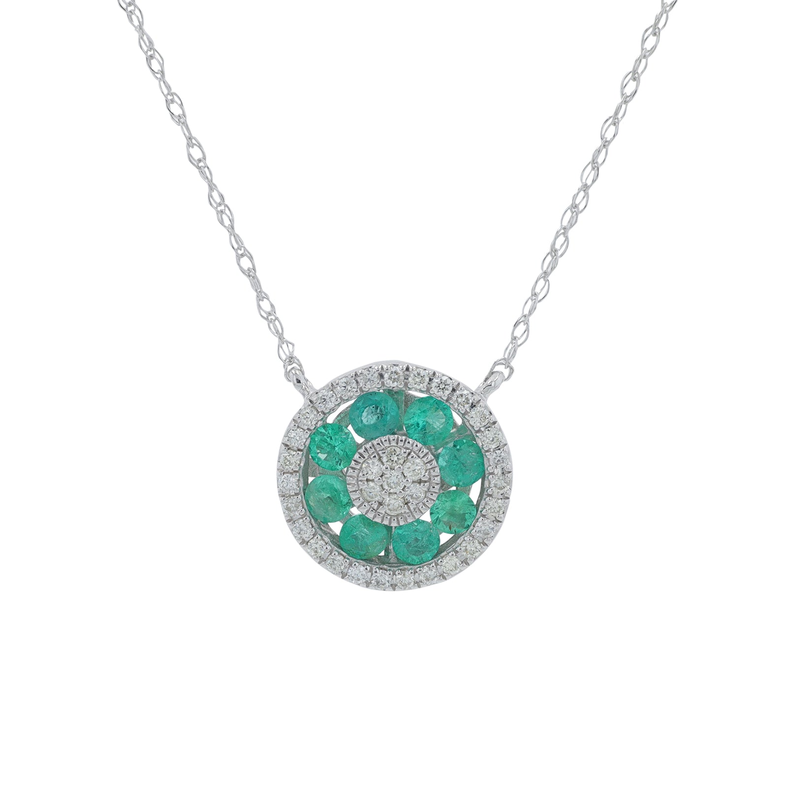 14K WG Gemstone Halo Necklace<p><strong>More Colors Available</p></strong>