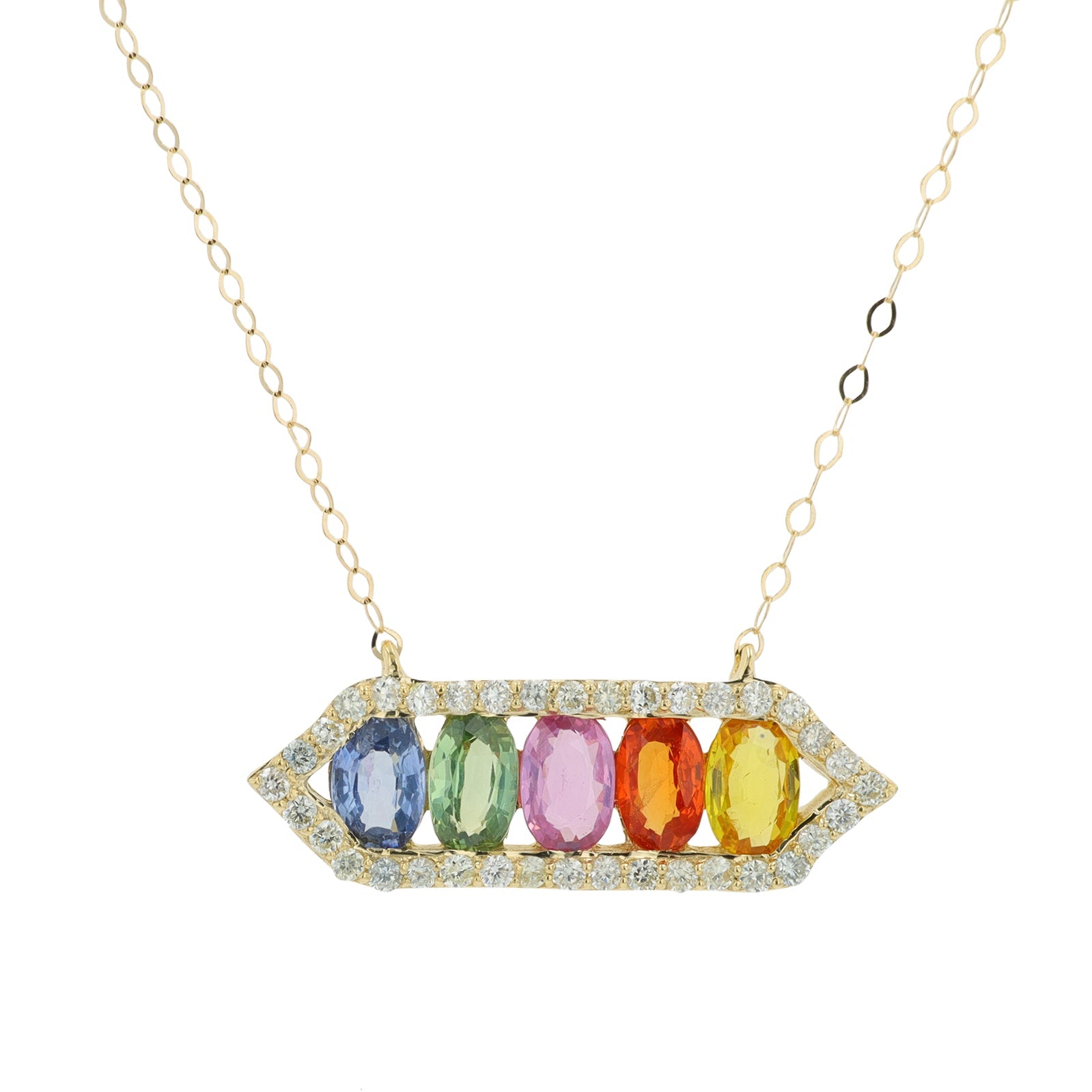 14K YG 1.50 CTW Multi Sapphire Pendant